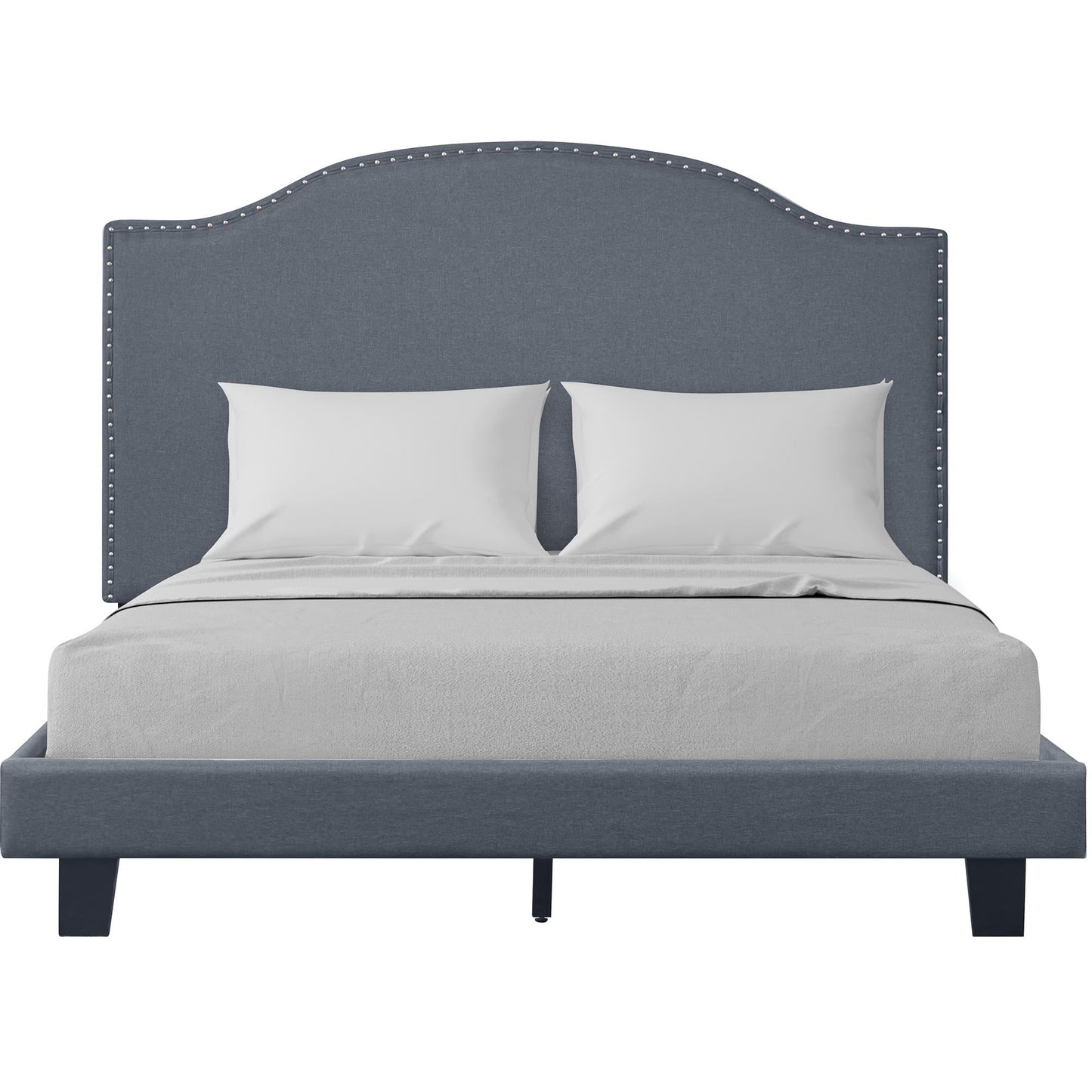 Camden Isle King Gray Platform Bed with Headboard