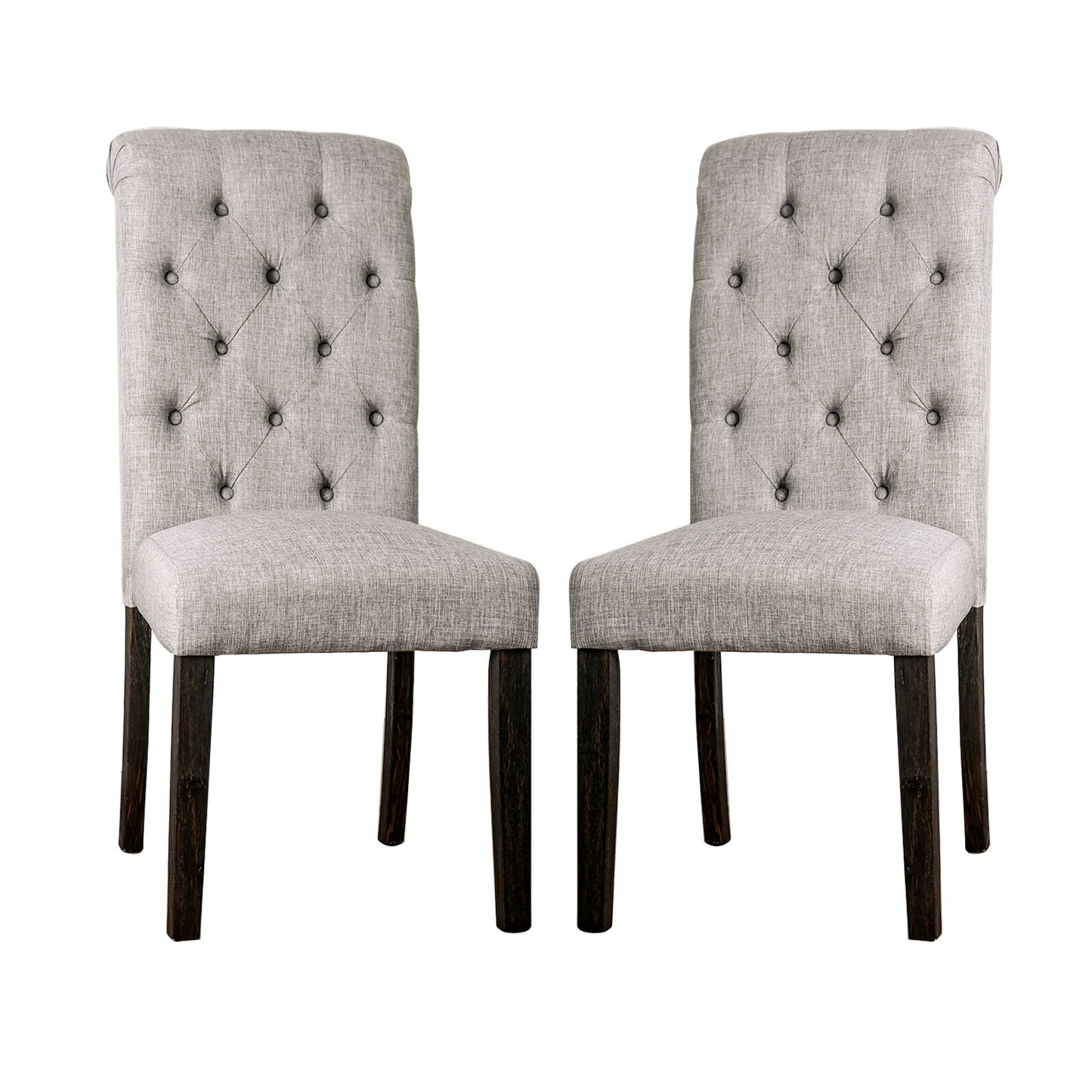 Simple Relax Set of 2 Traditional Linen Upholstered Dining Side Chair (Wood Frame)