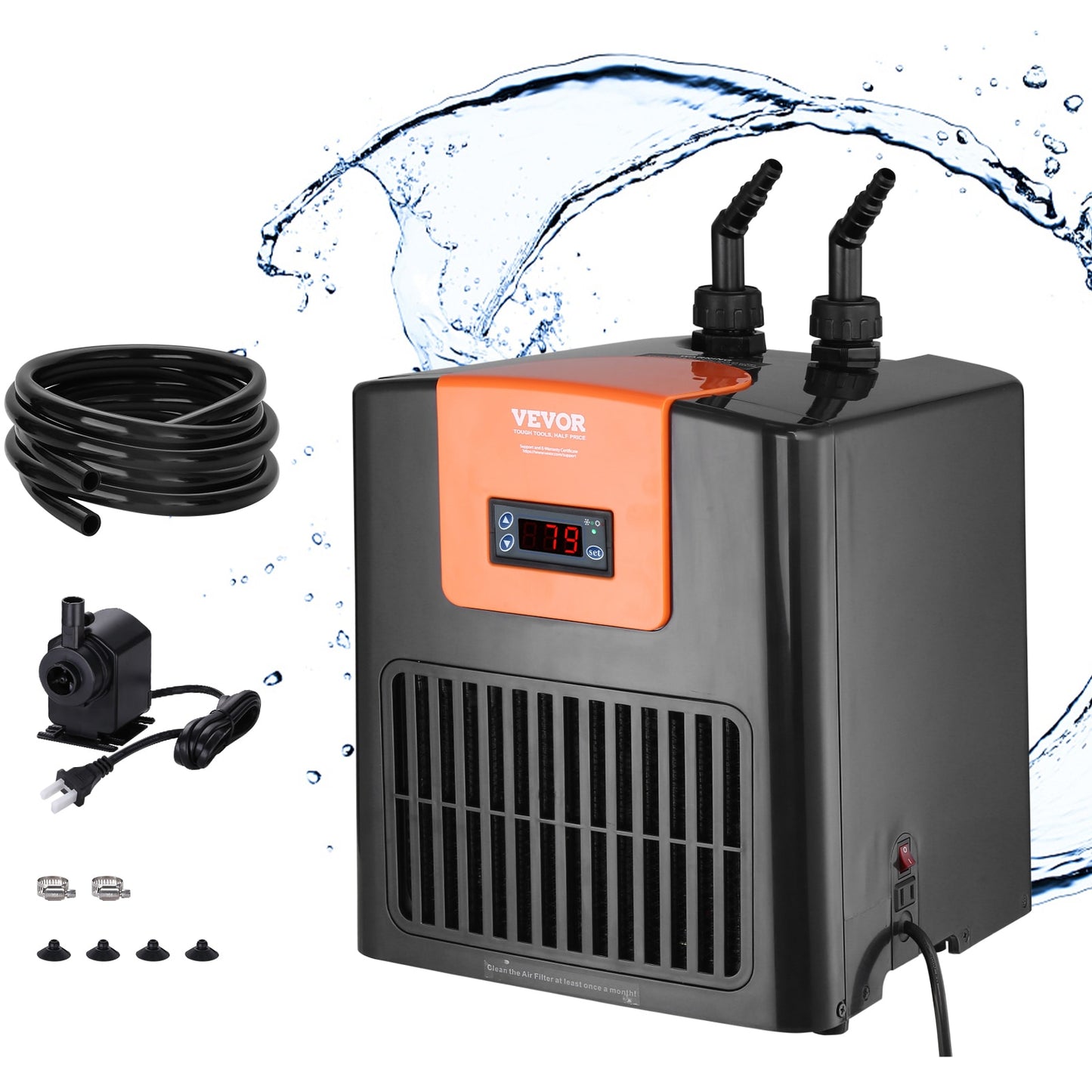 VEVOR 1/10-HP Hydroponic Water Chiller 1-Speed Indoor/Outdoor Portable Evaporative Cooler (Motor Included) HWQLQQJRQ01HPZC9FV1