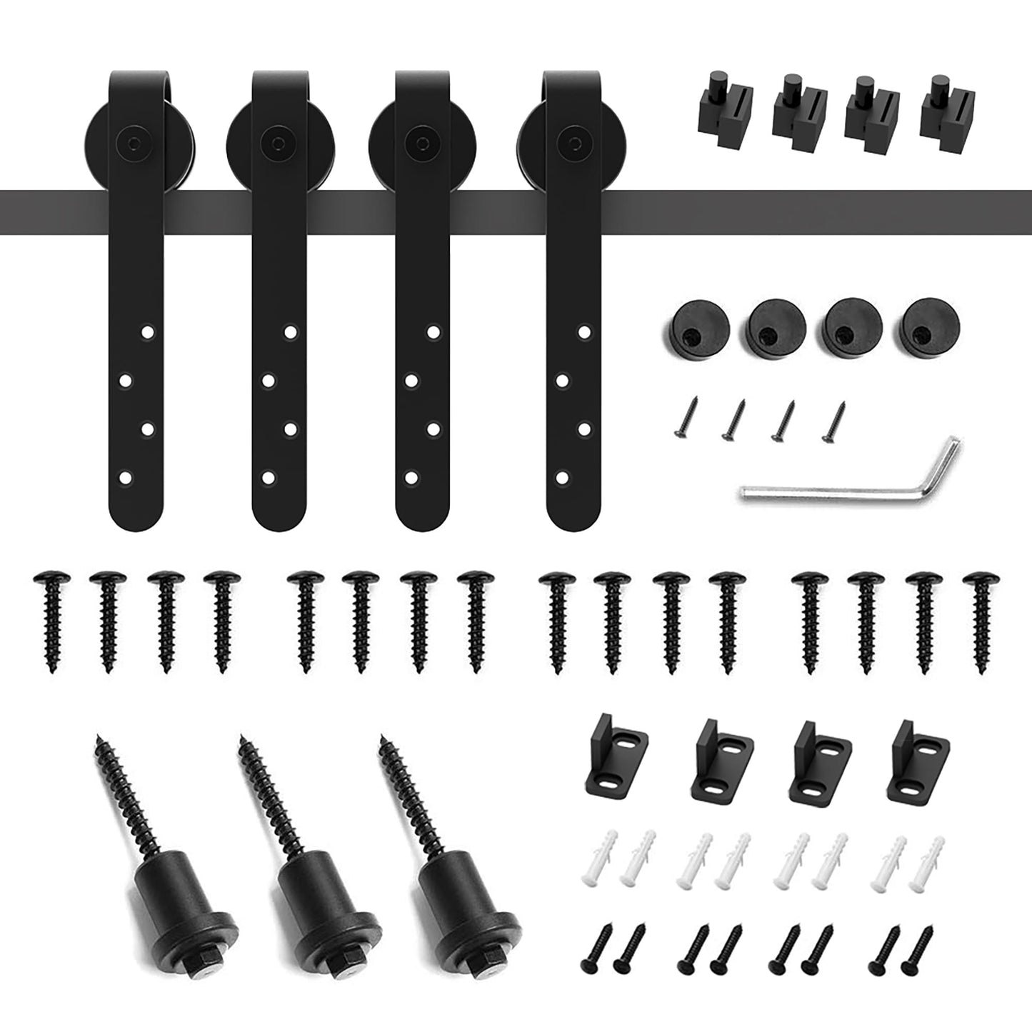 Clihome 48-in Matte Black Indoor/Outdoor J-strap Double Barn Door Hardware Kit X0027HOFT7-LTC