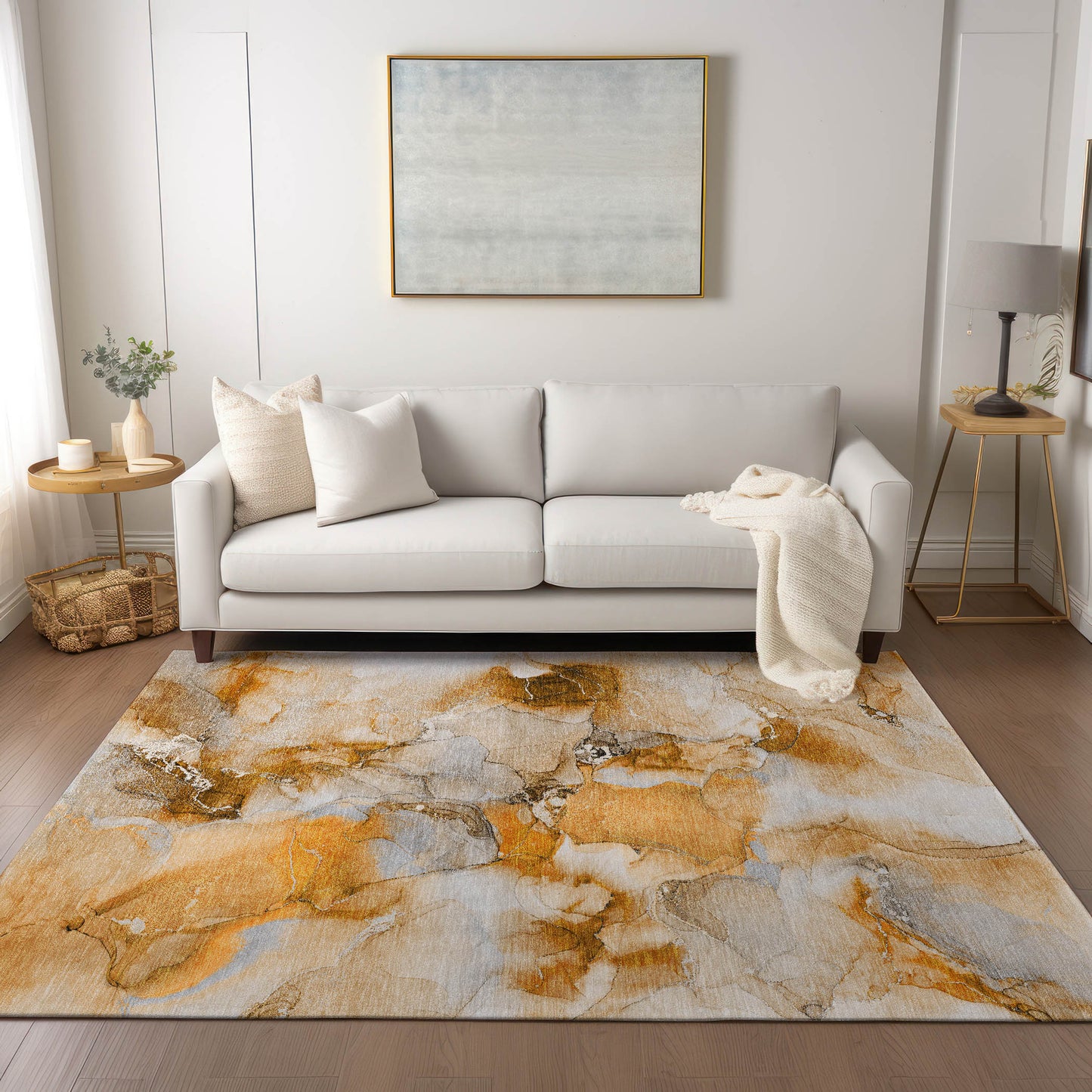 Addison Rugs Chantille ACN526OR 9 x 12 (ft) Orange Rectangular Indoor/Outdoor Abstract Machine washable Area rug