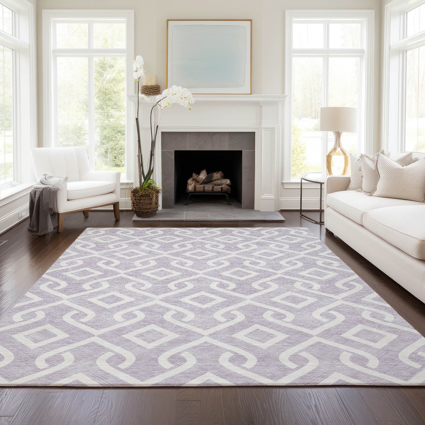 Addison Rugs Chantille ACN621LV 9 x 12 (ft) Lavender Rectangular Indoor/Outdoor Geometric Machine washable Area rug