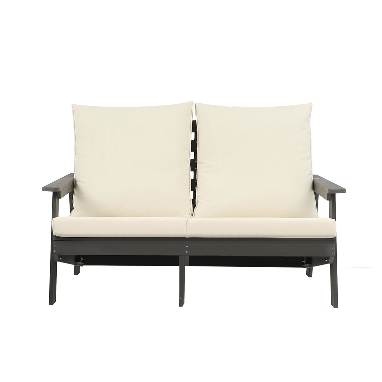 AHIOU HOME Holland Outdoor Loveseat with Beige Cushions and HDPE Frame