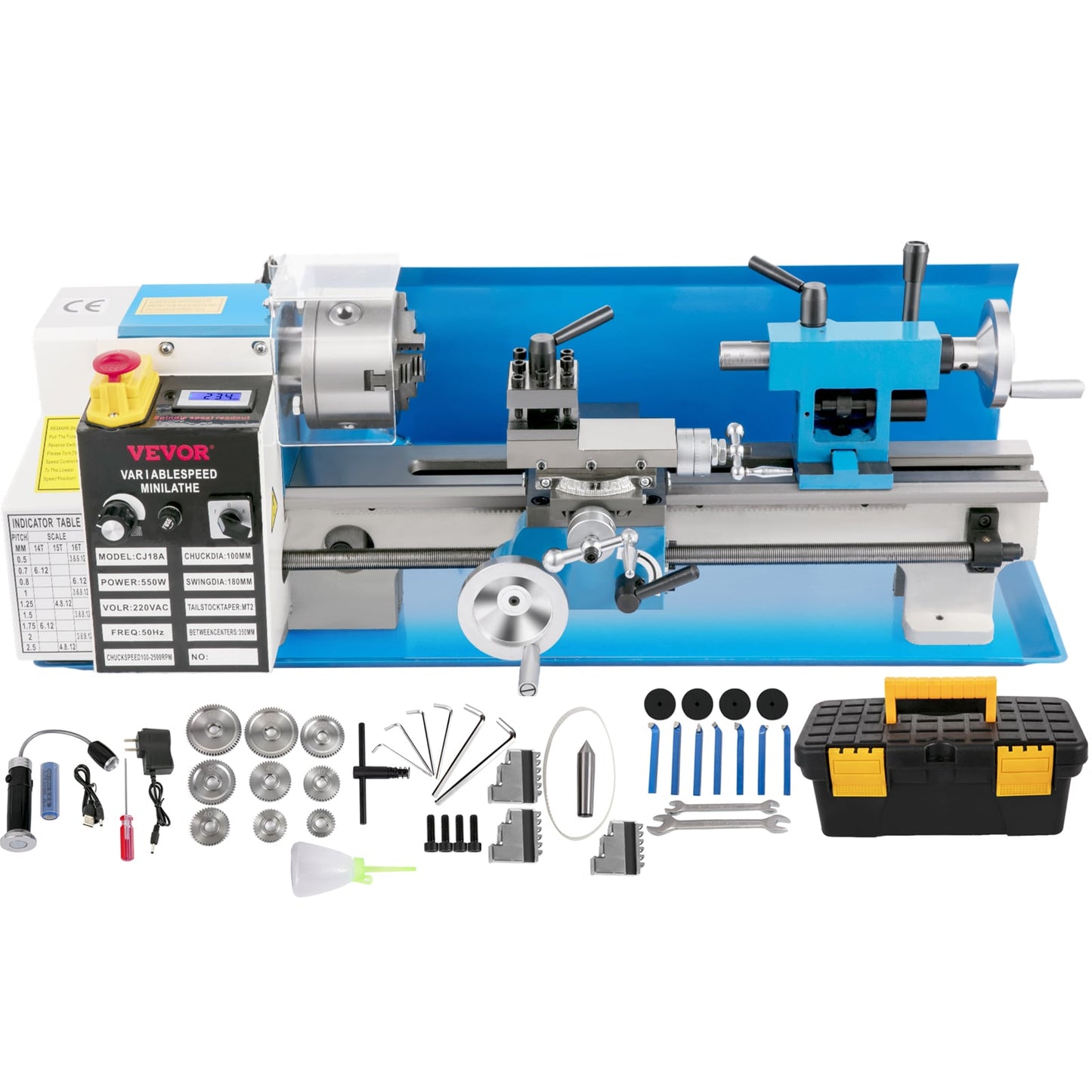 VEVOR 11.8-in x 30-in Variable Speed Wood Lathe SJ7X1455006184EKKV5