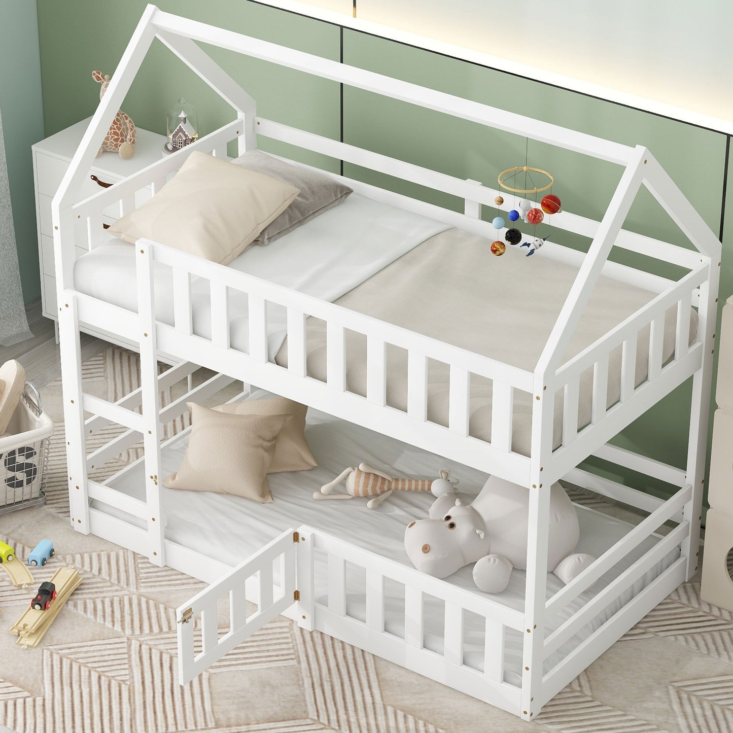 Qualler White Twin over twin Bunk Bed