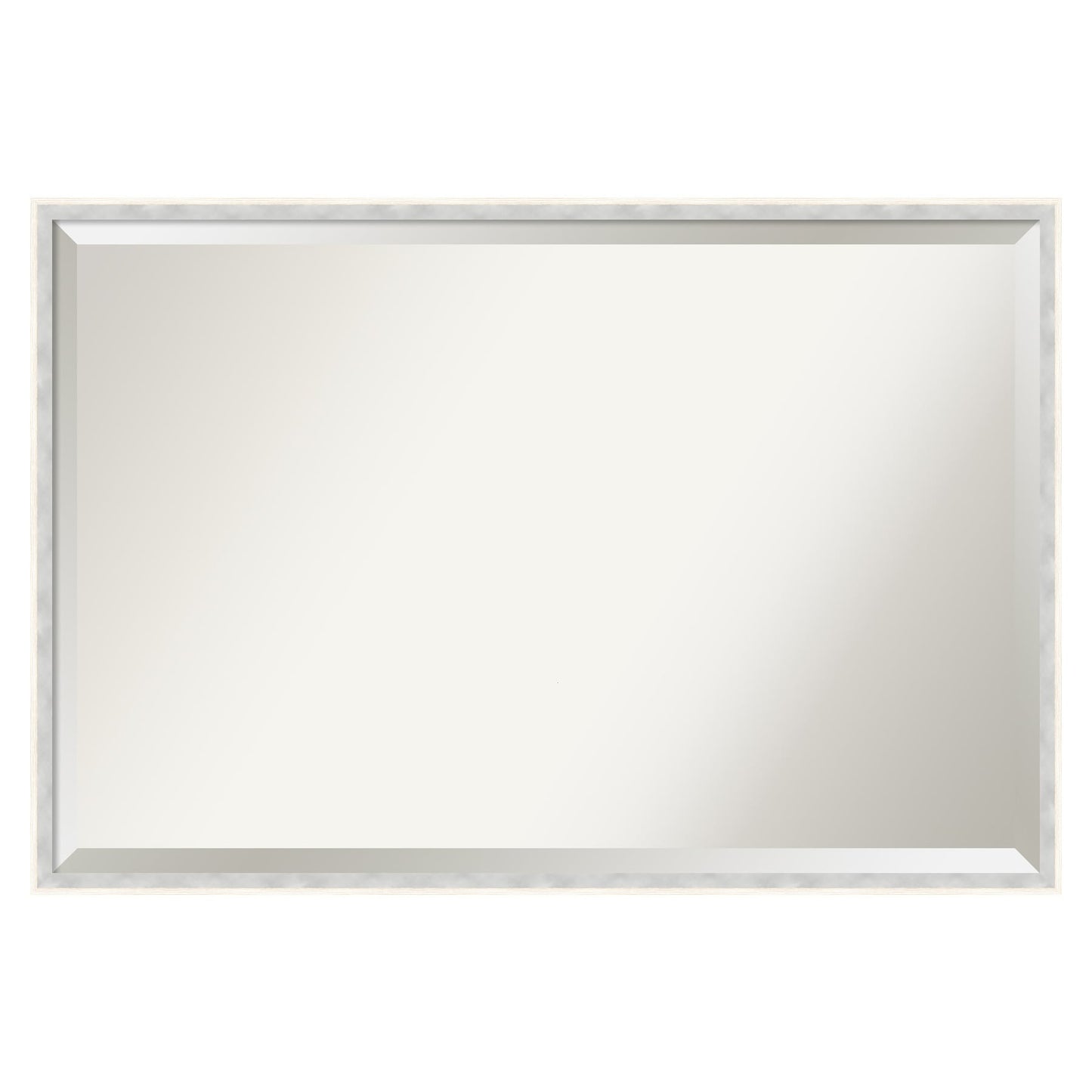 Amanti Art Paige White Silver Frame 37-Inches W x 25-Inches H Rectangle Salon Scoop Silver Framed Vanity Mirror