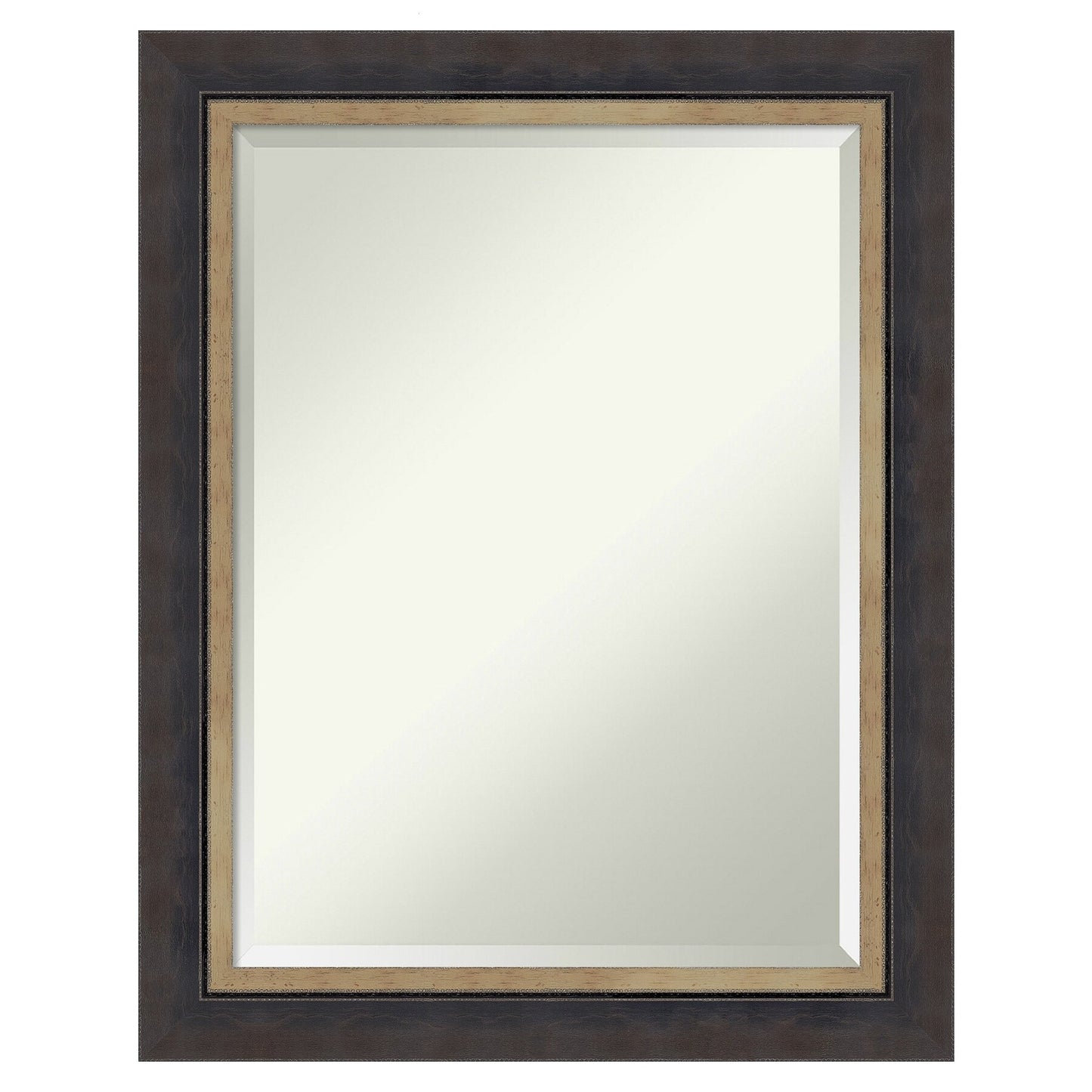 Amanti Art Hammered Charcoal Tan Frame 22.75-Inches W x 28.75-Inches H Rectangle Hammered Charcoal Tan Framed Wall Mirror
