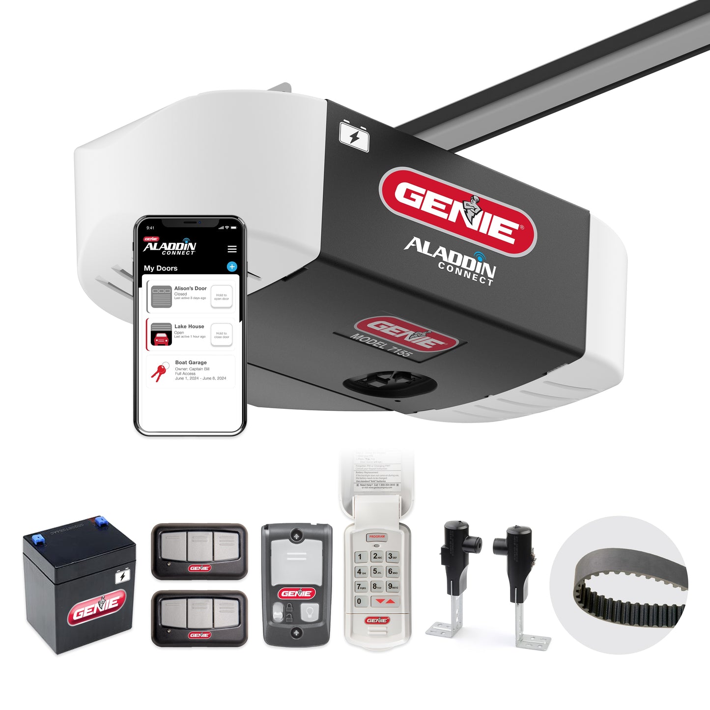 Genie 1-1/4 Hpc Smart Belt Drive Garage Door Opener Wi-fi Compatibility Battery Back-up 7155-TKVE