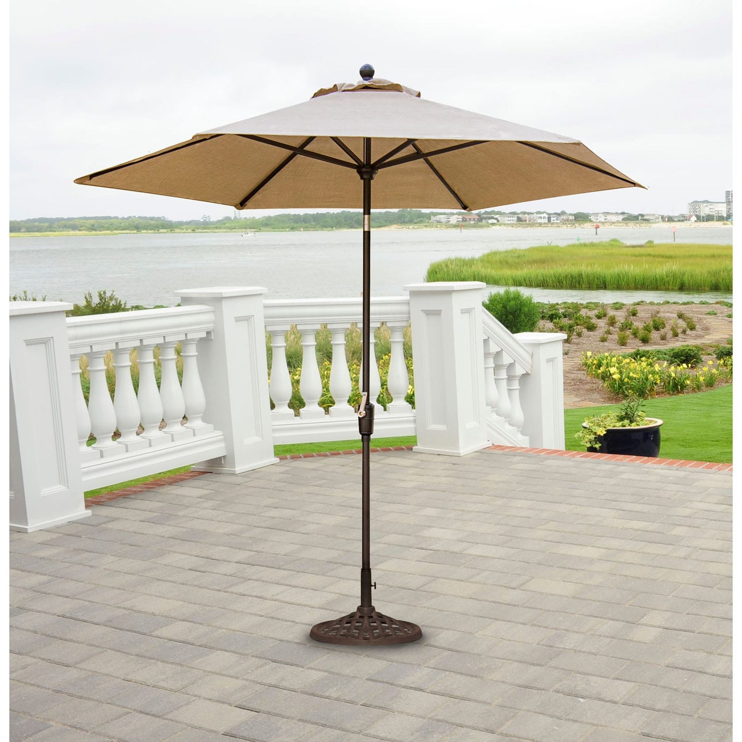Hanover 11-ft Aluminum Tan Crank Market Patio Umbrella