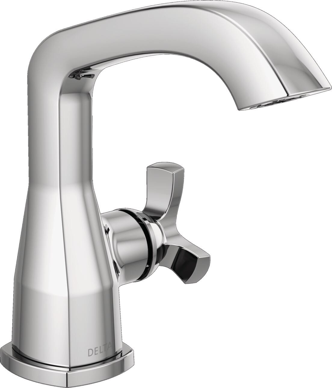 Delta Stryke Lumicoat Chrome Single hole 1-handle WaterSense Low-arc Residential Handle Bathroom Sink Faucet with Deck Plate