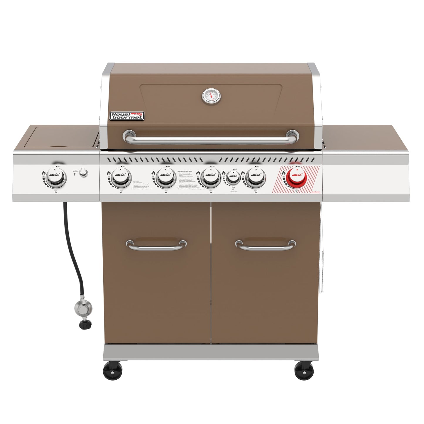 Royal Gourmet Brown 5-Burner Liquid Propane Infrared Gas Grill with 1 Side Burner GA5403C