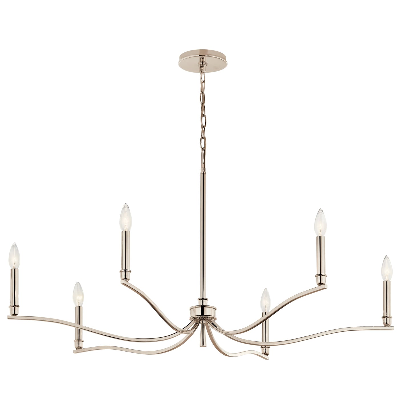 Kichler Malene 6 -Light Polished Nickel Traditional Bare bulb For Use in Bedrooms, Dining Rooms, Foyers, Kitchens, Living Rooms Chandelier 6297684