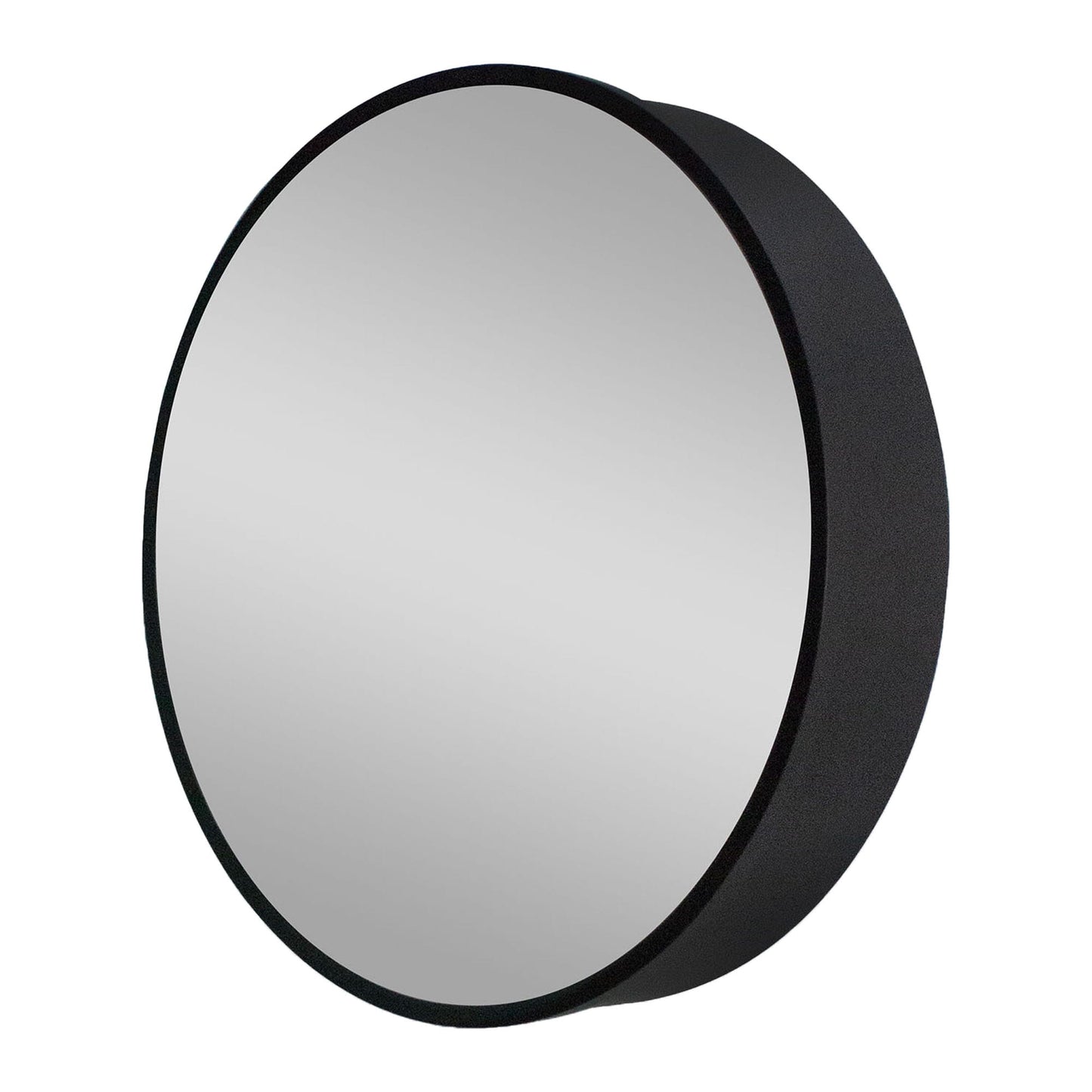 WELLFOR 24-in x 24-in Surface Mount Black Mirrored Round Medicine Cabinet