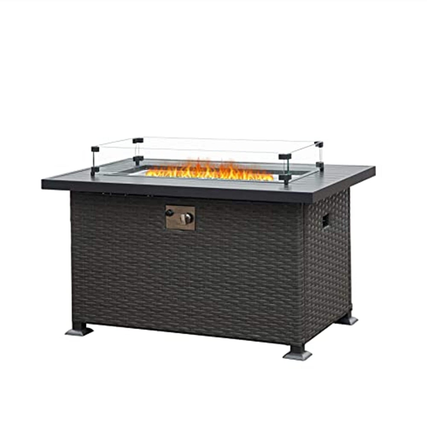 AHIOU HOME Adriana 43.3-in W 50000 Maximum BTUs Iron Rectangle Liquid propane Fire pit table
