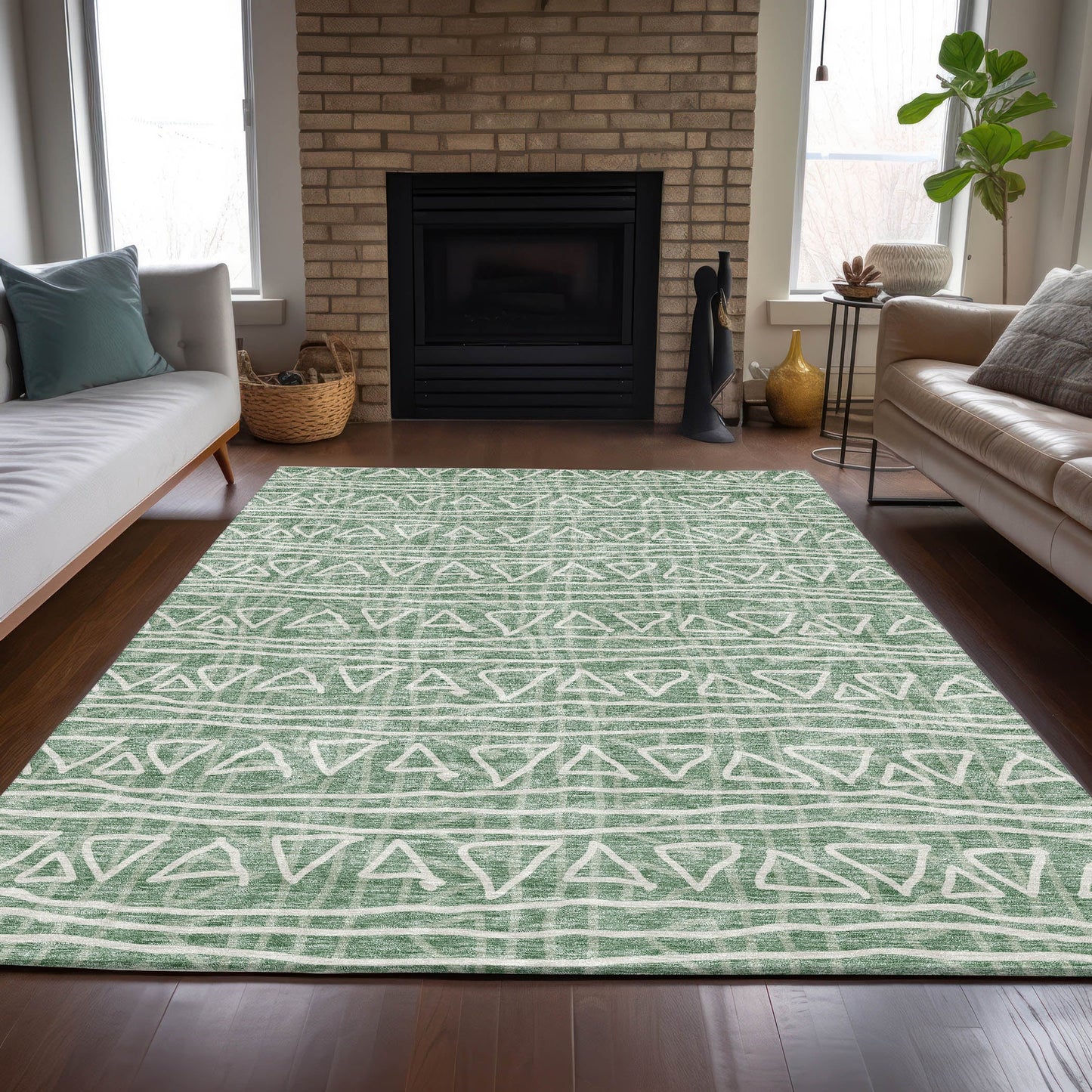 Addison Rugs Chantille ACN730SA 10 x 14 (ft) Sage Rectangular Indoor/Outdoor Geometric Machine washable Area rug