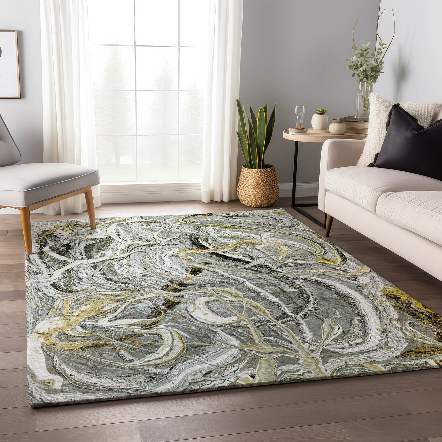 Addison Rugs Mayfield AMF57CY 8 x 10 (ft) Loomed Cyclone Rectangular Indoor Abstract Machine washable Pet Friendly Area rug