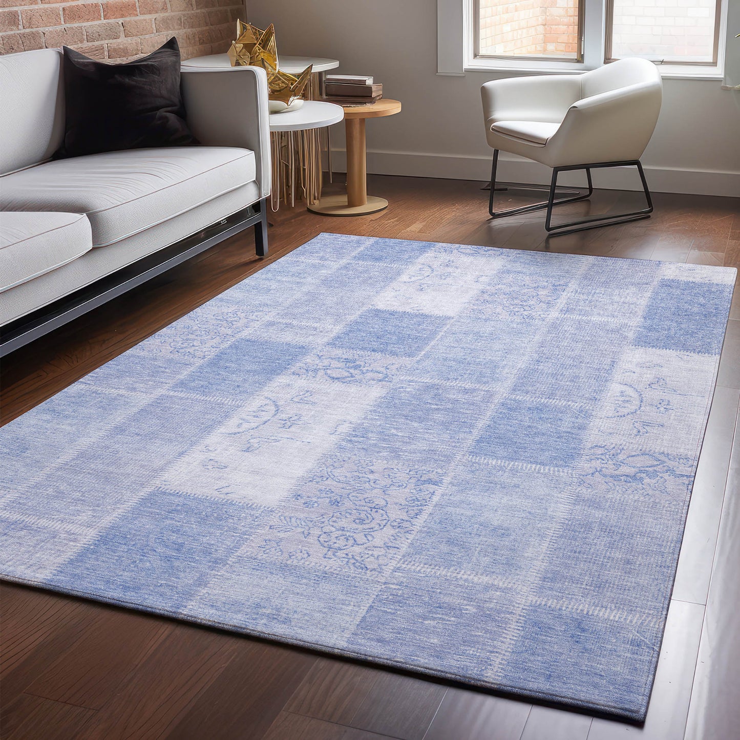 Addison Rugs Mayfield AMF631SK 9 x 12 (ft) Loomed Sky Rectangular Indoor Geometric Machine washable Pet Friendly Area rug
