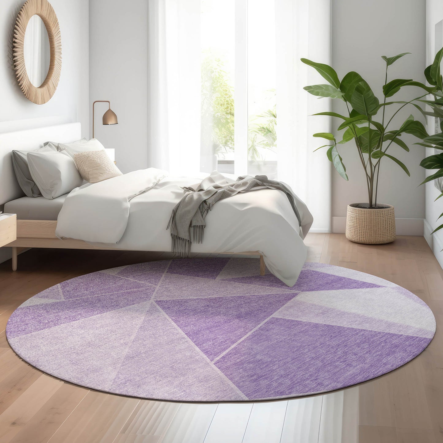 Addison Rugs Mayfield AMF636LL 8 x 8 (ft) Loomed Lilac Round Indoor Geometric Machine washable Pet Friendly Area rug