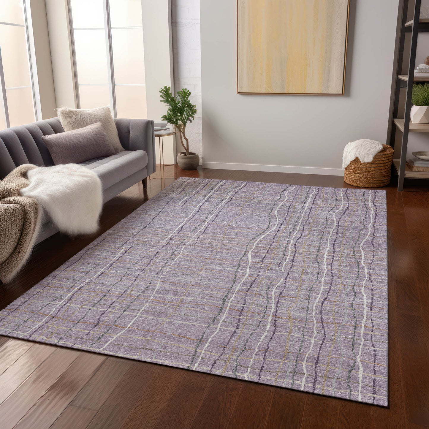 Addison Rugs Chantille ACN998LV 10 x 14 (ft) Lavender Rectangular Indoor/Outdoor Geometric Pet Friendly Area rug