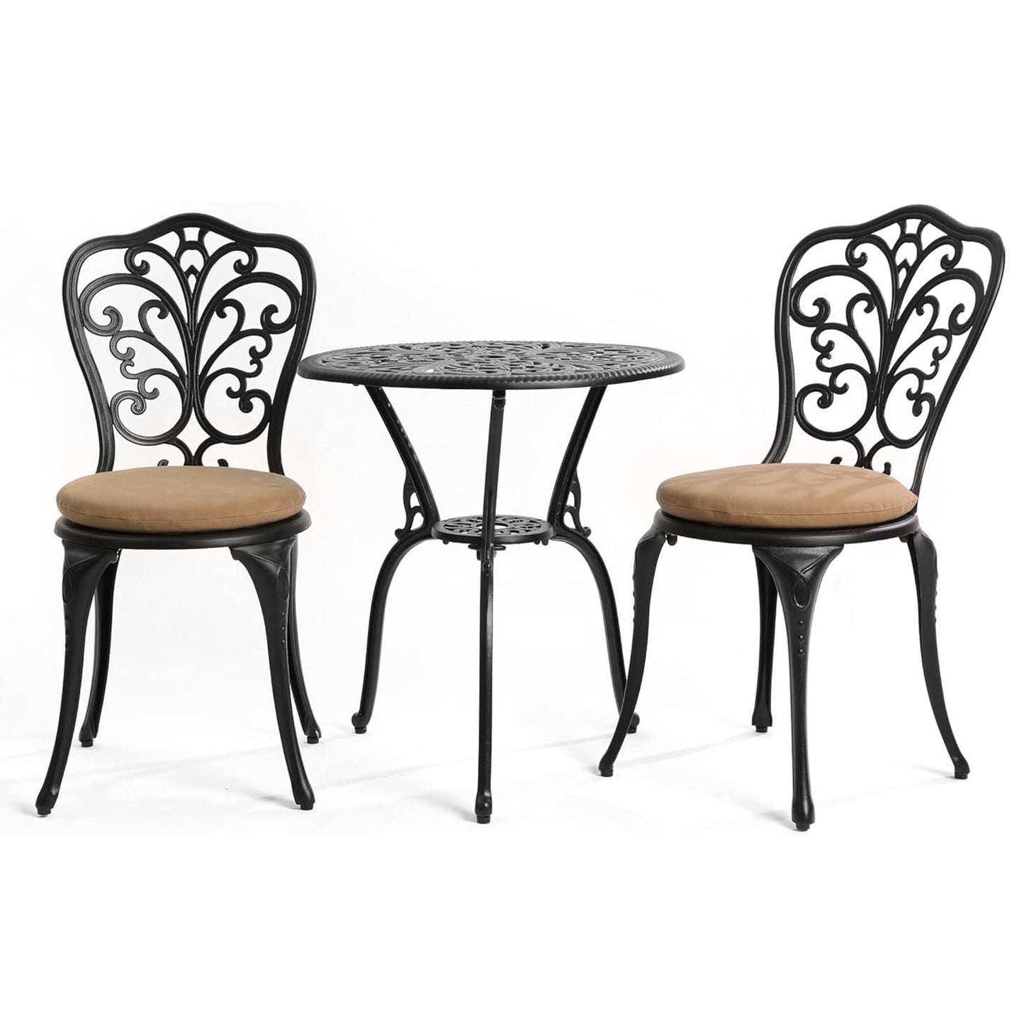 SINOFURN 2 Black Stationary Conversation Chair with Brown