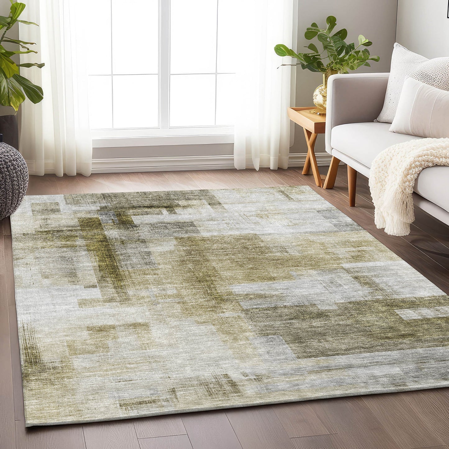 Addison Rugs Chantille ACN1067TP 8 x 10 (ft) Taupe Rectangular Indoor/Outdoor Geometric Machine washable Pet Friendly Area rug