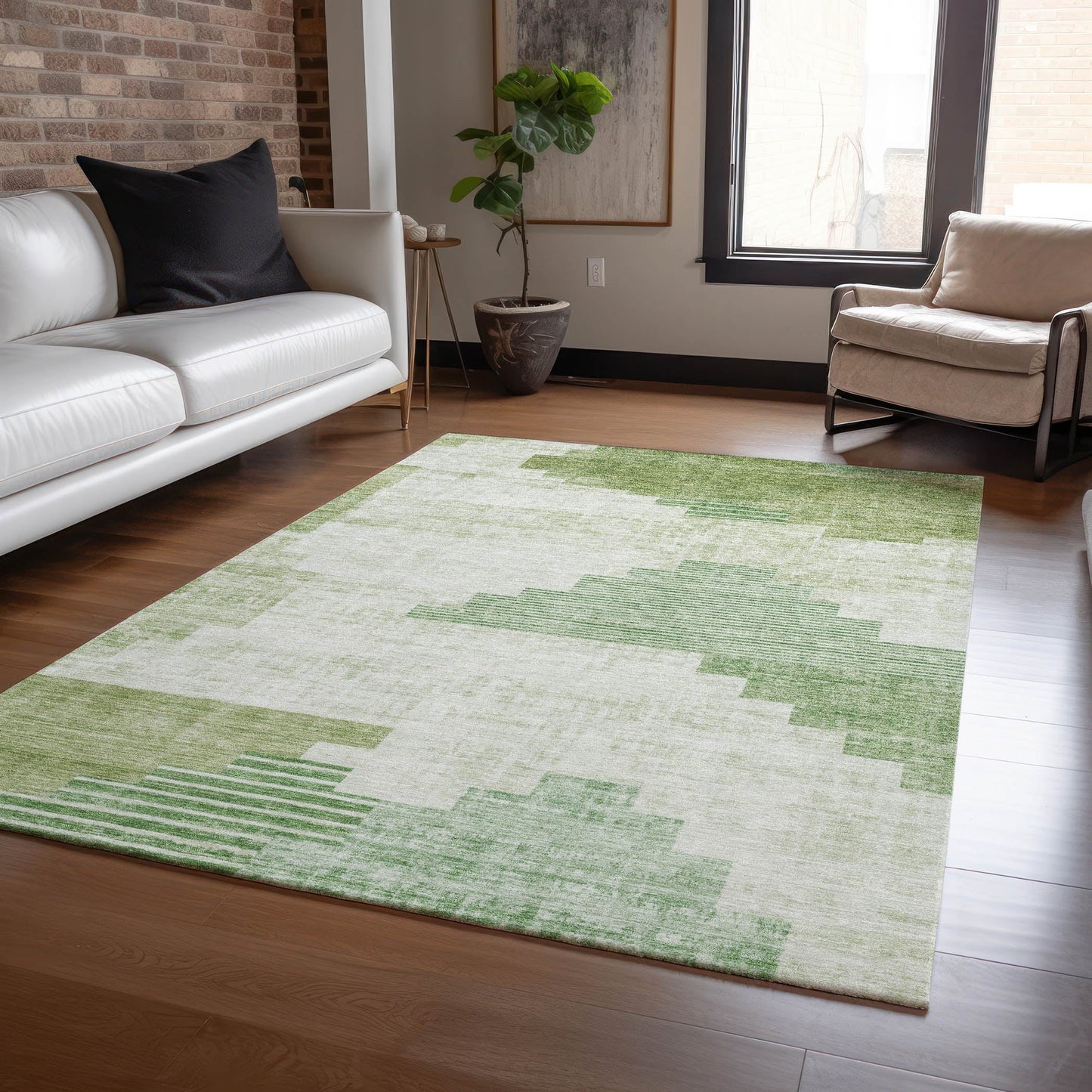Addison Rugs Chantille ACN1829SA 9 x 12 (ft) Loomed Sage Rectangular Indoor/Outdoor Geometric Machine washable Pet Friendly Area rug