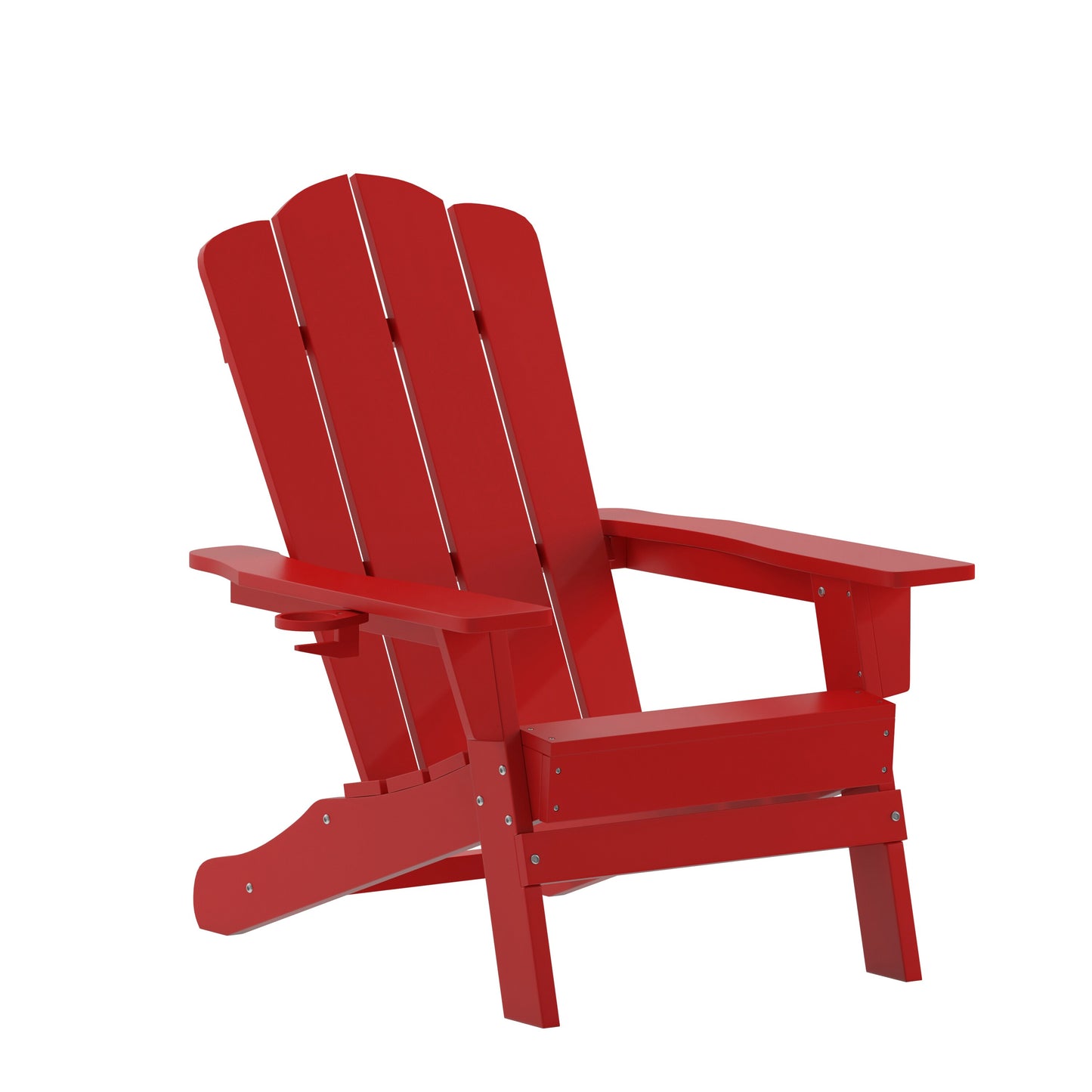 Flash Furniture Newport Red Plastic Frame Stationary Adirondack Chair with Slat Seat