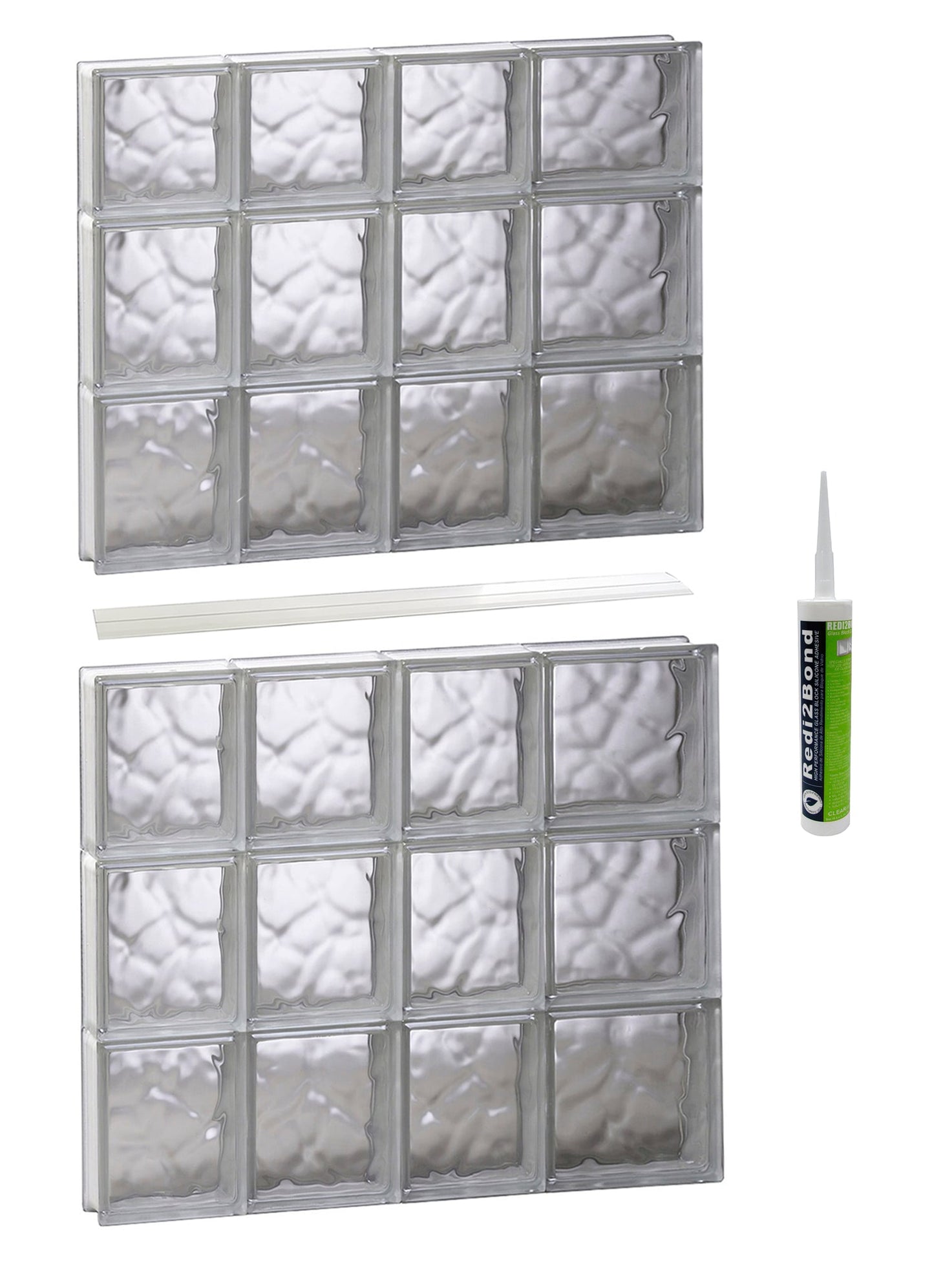 REDI2SET Wavy Glass 25-in x 44-1/2-in Frameless Replacement Glass Block Window