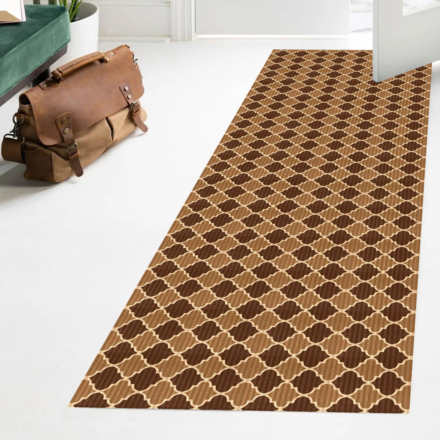 Playa Rug 3 x 45 (ft) Knotted Trellis-Beige Rectangular Indoor/Outdoor Trellis Pet Friendly Runner rug