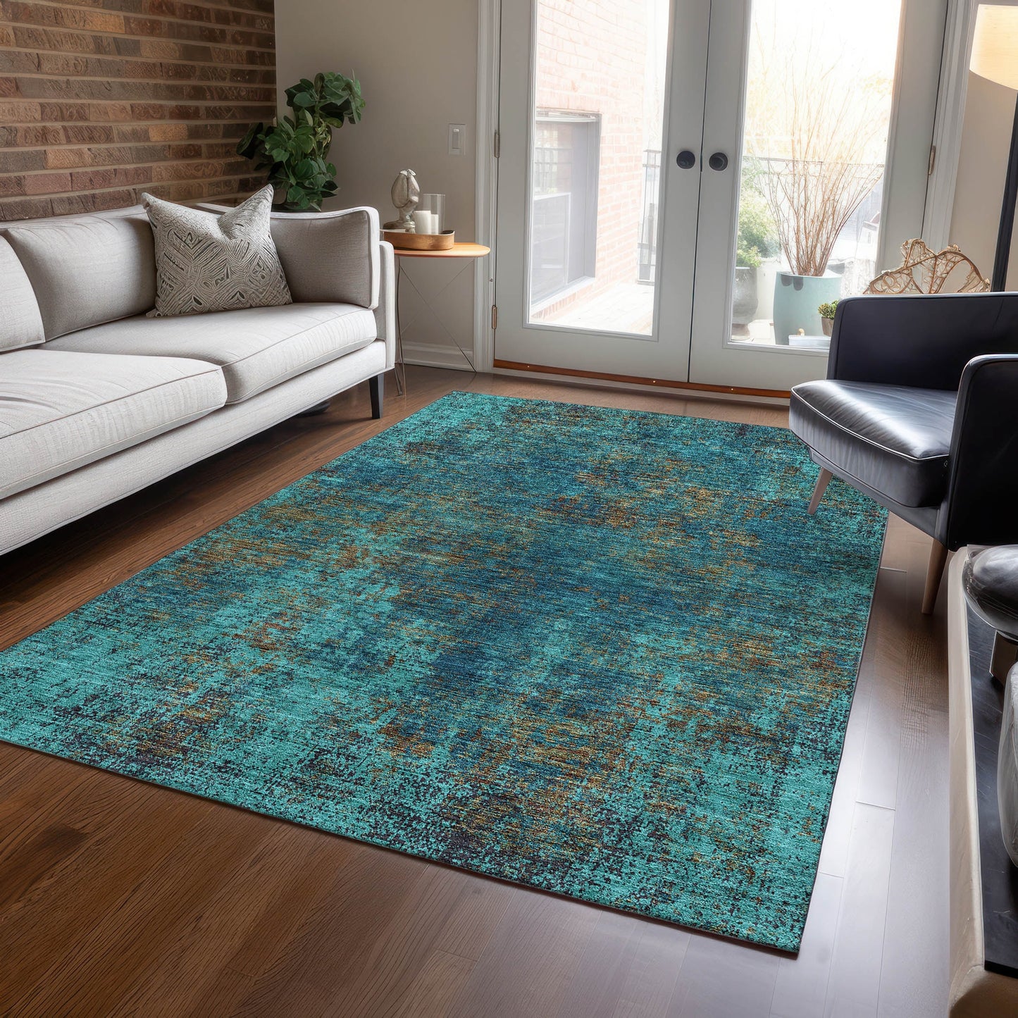Addison Rugs Chantille ACN940TE 9 x 12 (ft) Loomed Teal Rectangular Indoor/Outdoor Machine washable Pet Friendly Area rug