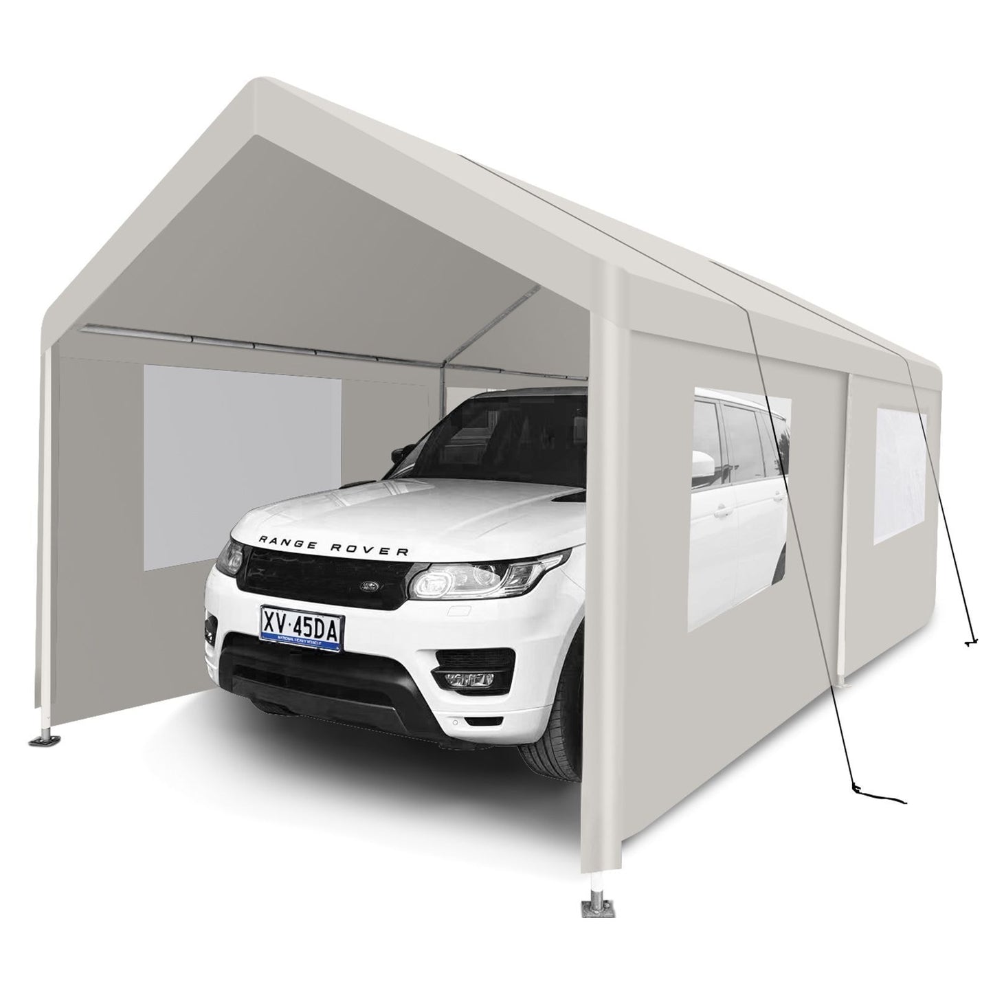Lycvki 9.5-ft W x 19.88-ft L x 9.25-ft H White Metal Carport with Polycarbonate Roof