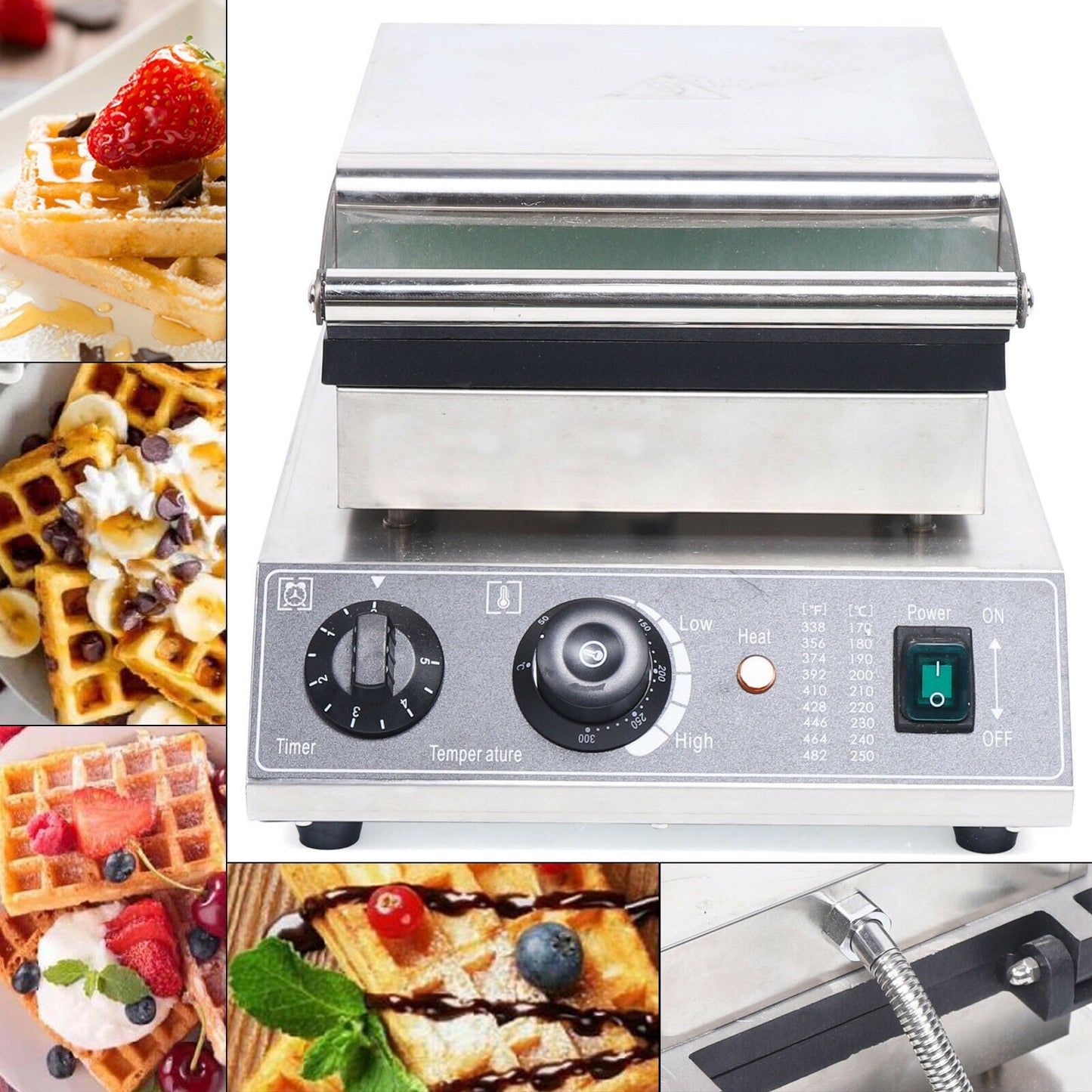 6pcs Square Waffle Baker Maker Machine Square Belgian Waffle Maker Electric Commercial Waffle Maker 6Pcs Rectangle Waffle Maker Machine Nonstick Waffle Maker Electric Waffle Stick Maker 1500W 110V