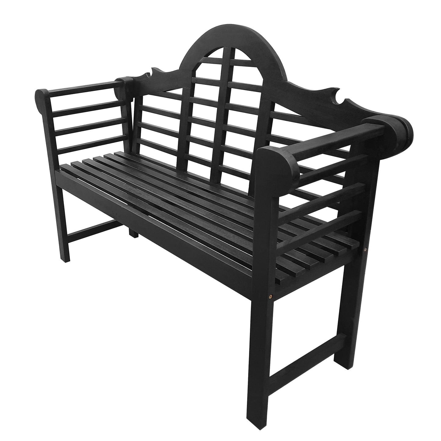 JONATHAN Y Lutyens Arched Rustic 51.18-in W x 37.8-in H Black Acacia Garden Bench
