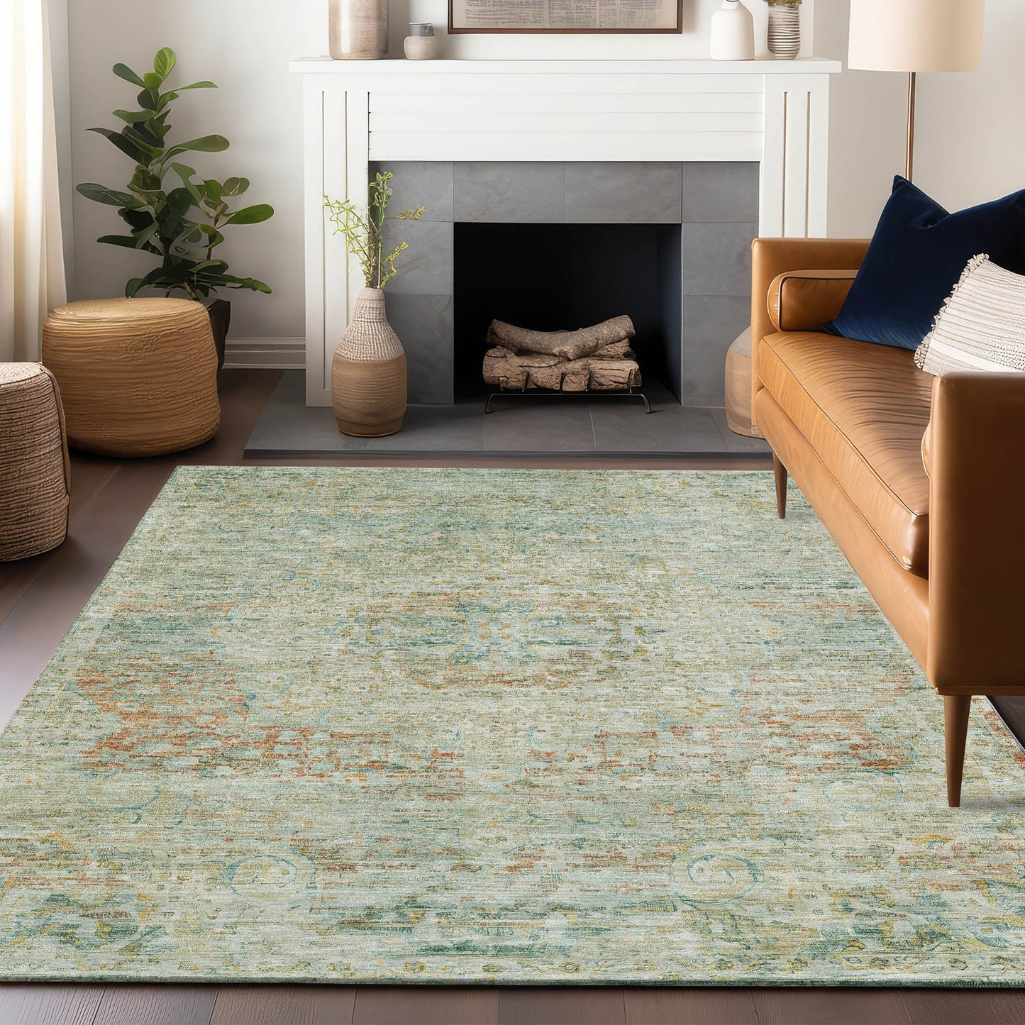 Addison Rugs Chantille ACN1636SA 8 x 10 (ft) Loomed Sage Rectangular Indoor/Outdoor Machine washable Pet Friendly Area rug
