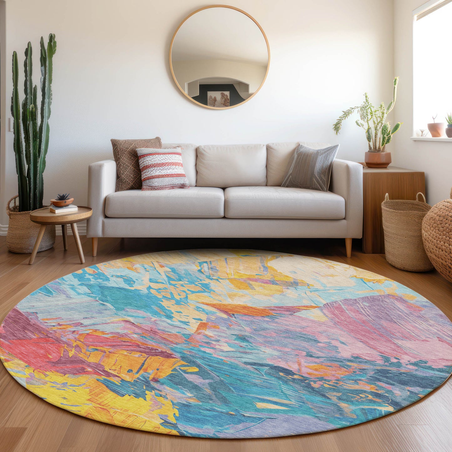 Addison Rugs Chantille ACN1713BU 8 x 8 (ft) Loomed Blue Round Indoor/Outdoor Machine washable Pet Friendly Area rug