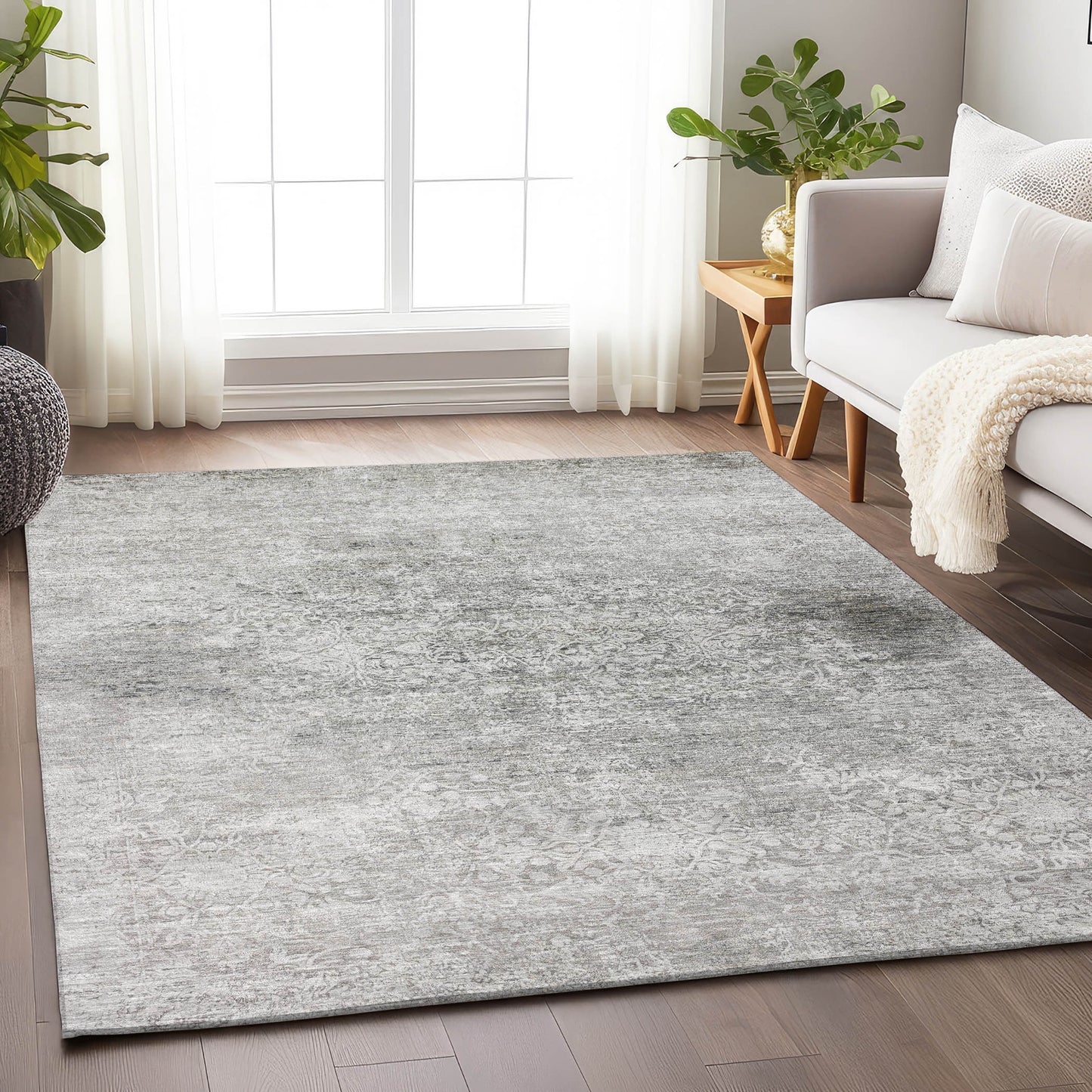Addison Rugs Chantille ACN1763GY 8 x 10 (ft) Loomed Gray Rectangular Indoor/Outdoor Machine washable Pet Friendly Area rug
