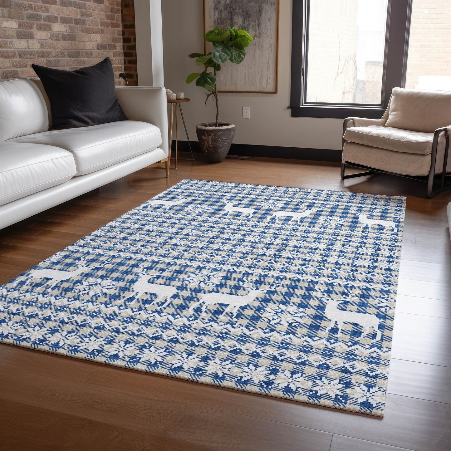 Addison Rugs Chantille ACN1820NA 9 x 12 (ft) Loomed Navy Rectangular Indoor/Outdoor Machine washable Pet Friendly Area rug