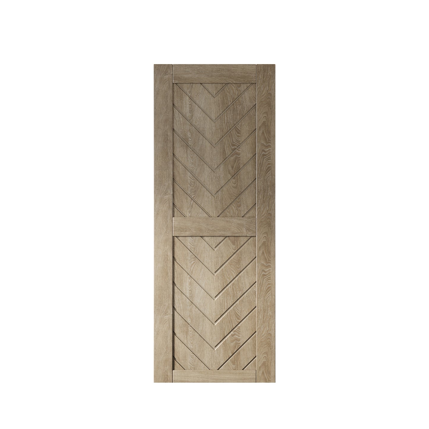 HOMACER 26-in x 80-in Classic Gray Herringbone Pine Wood Solid core Single Barn Door (Hardware Not Included)