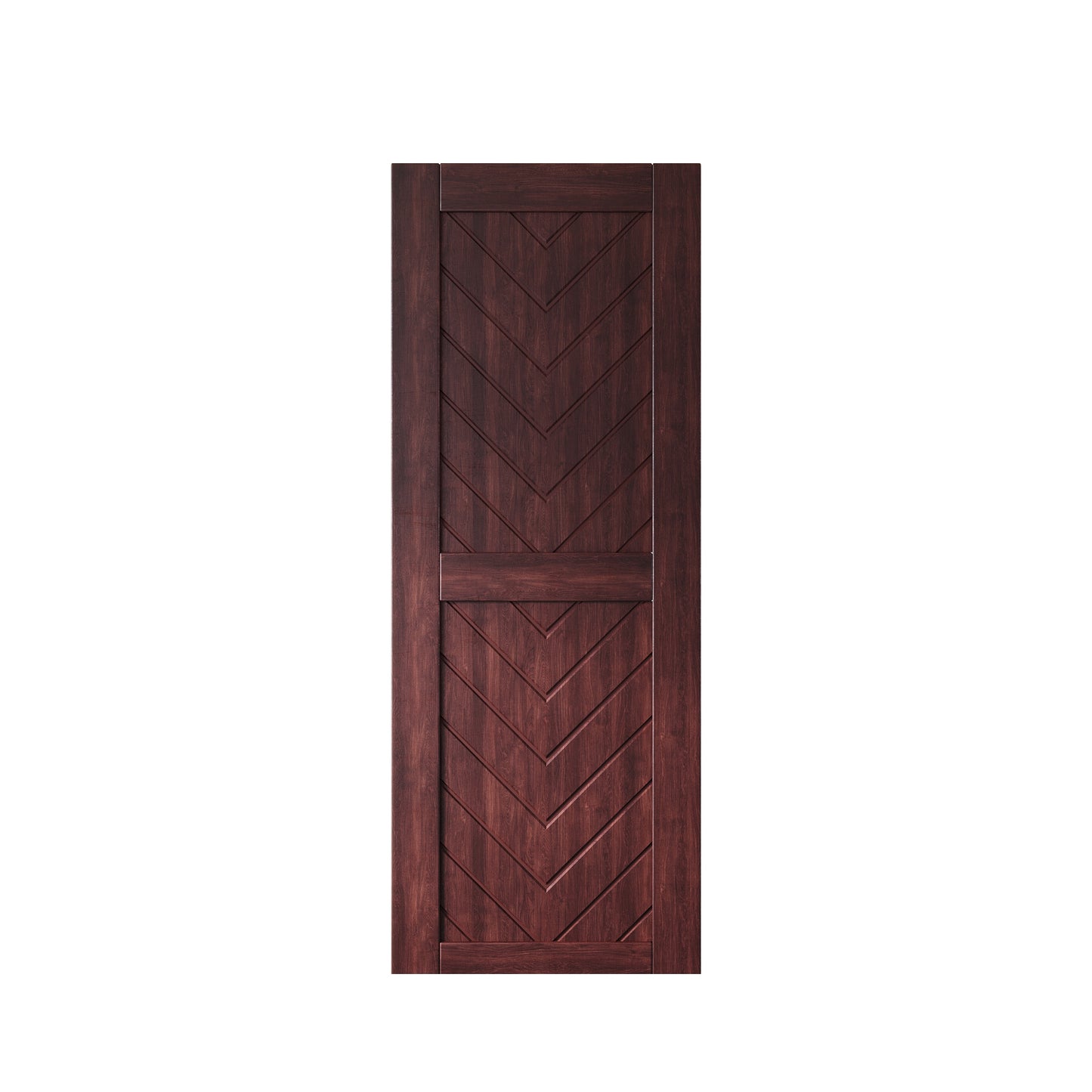 HOMACER 26-in x 80-in Red Mahogany Herringbone Pine Wood Solid core Single Barn Door (Hardware Not Included)