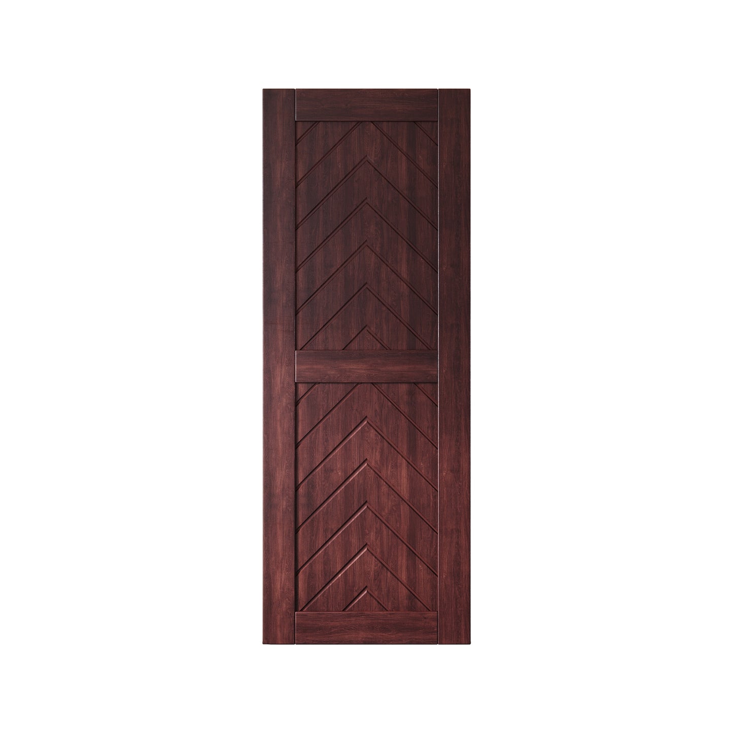 HOMACER 30-in x 80-in Red Mahogany Herringbone Pine Wood Solid core Single Barn Door (Hardware Not Included)