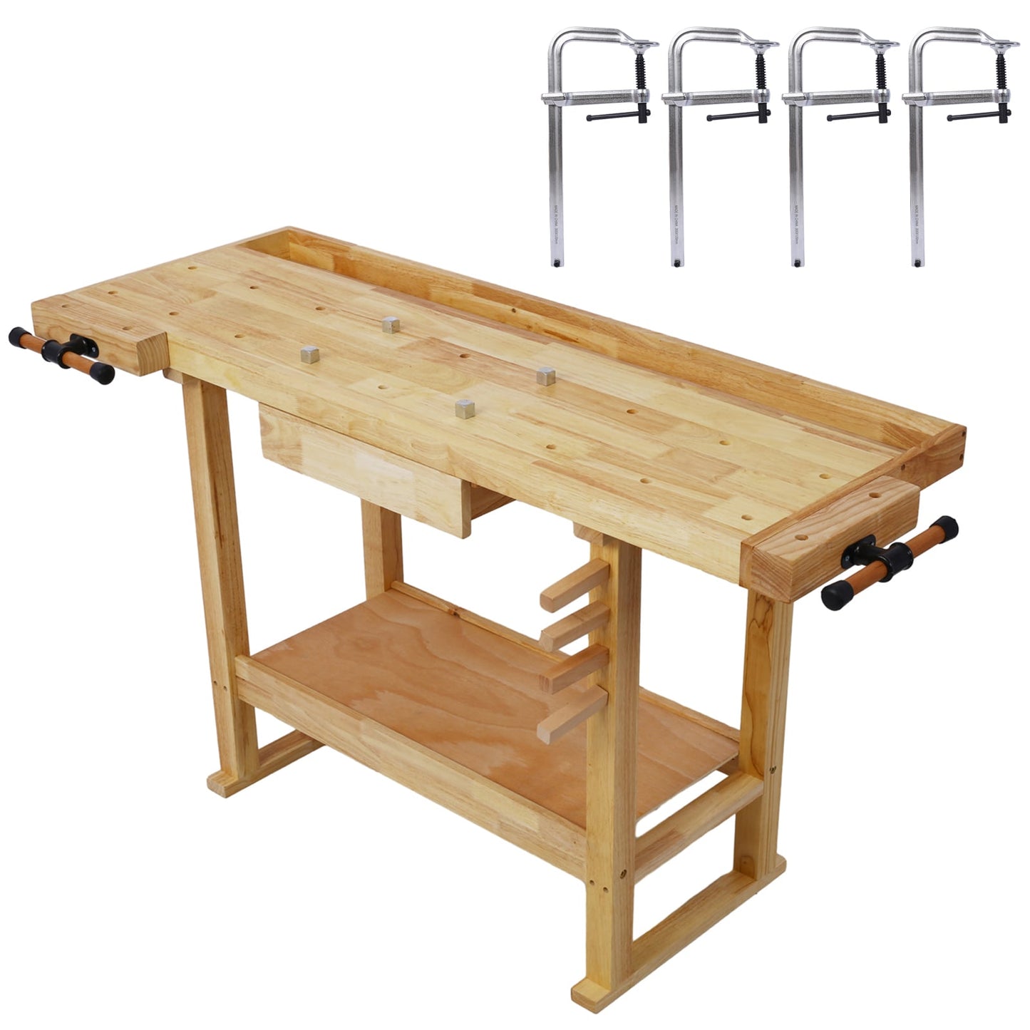 Siavonce 55-in L x 33.5-in H Natural Wood Work bench with clamp