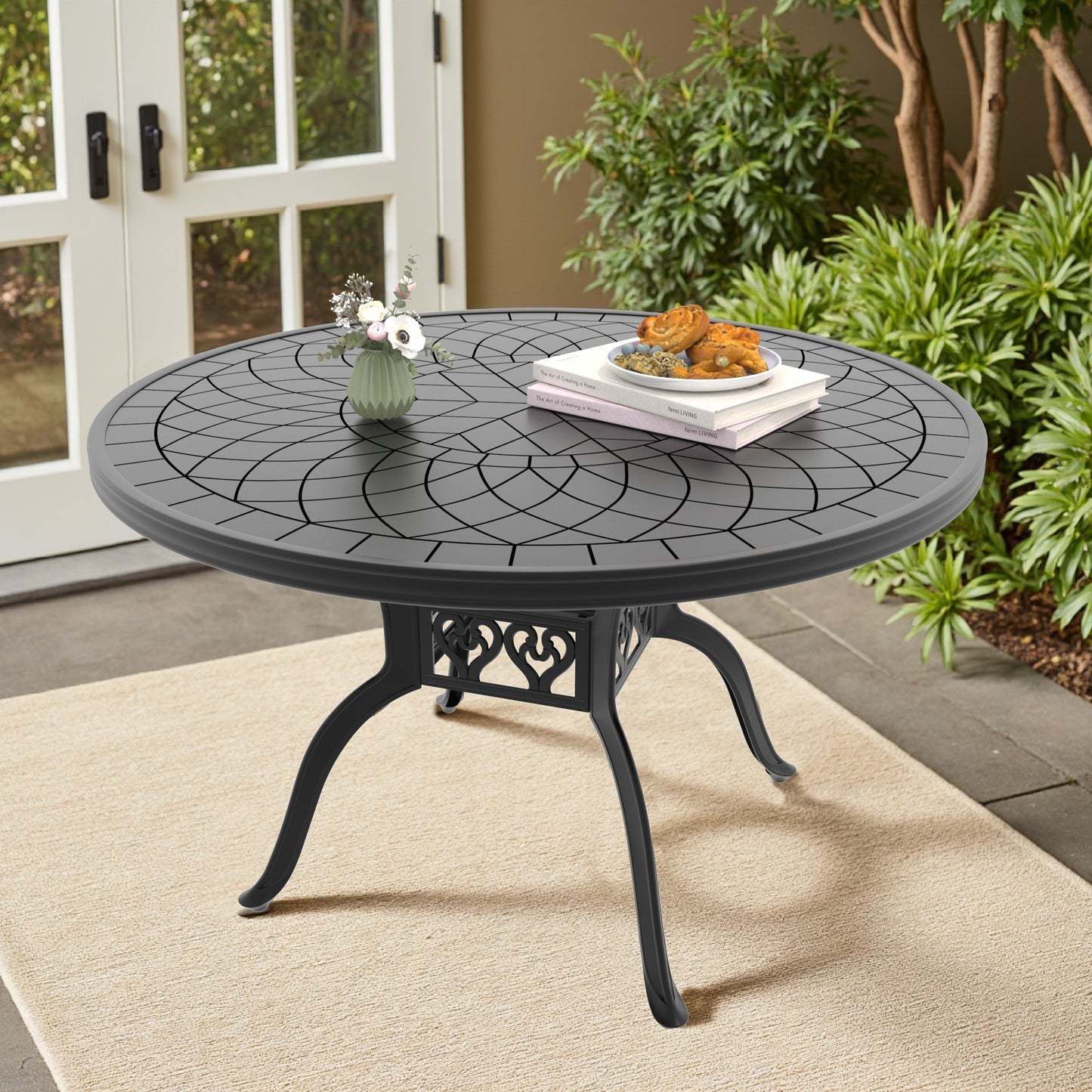 nicesure Dining Table Round Outdoor Dining Table 47.24-in W x 47.24-in L