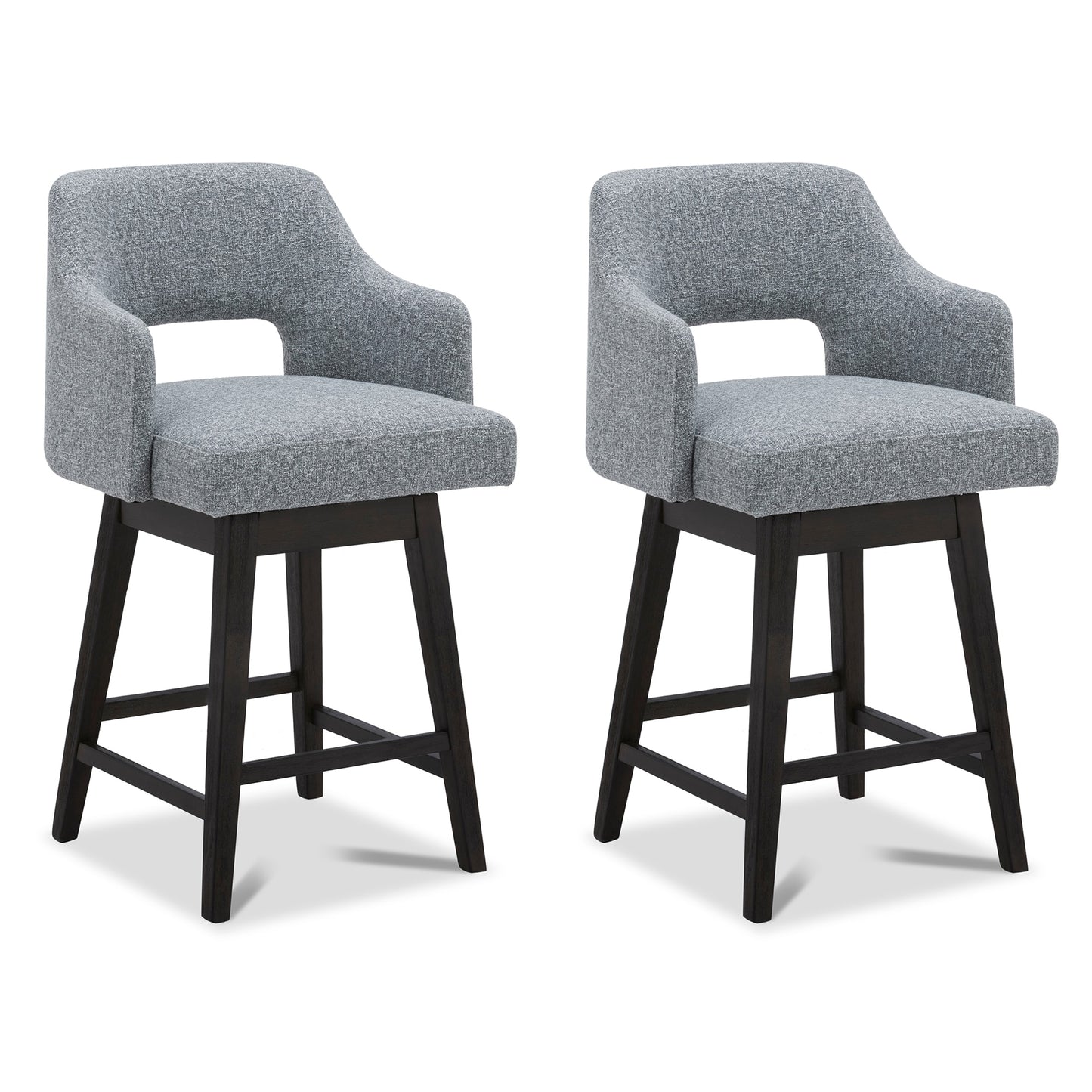 Circle 55 Gray(Multi-Colored) 26-in H Counter height Upholstered Swivel Wood Bar Stool 2 -Pack