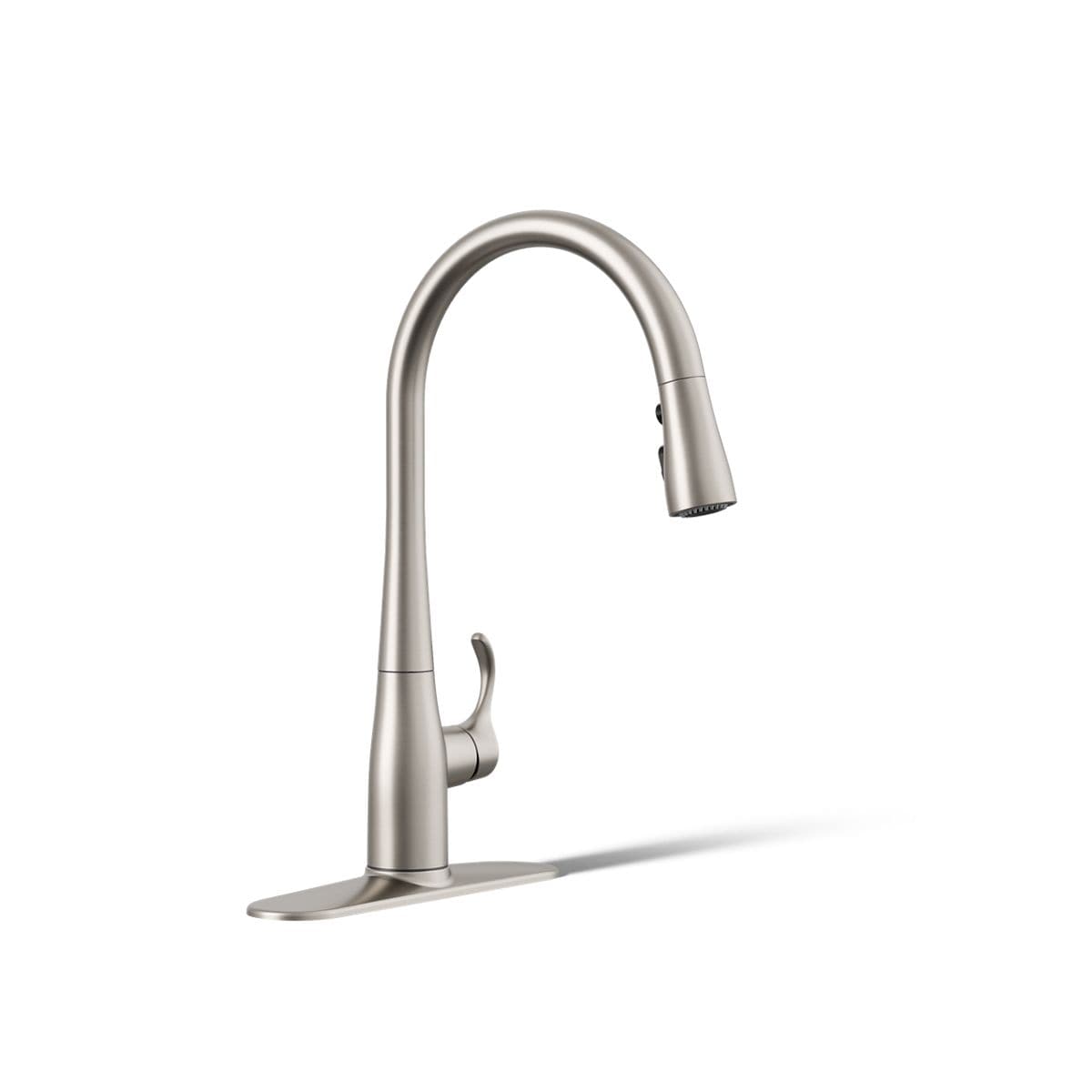 KOHLER Simplice Vibrant Stainless Single Handle Deck-mount Pull-down Kitchen Faucet with Sprayer ( Deck Plate Included )