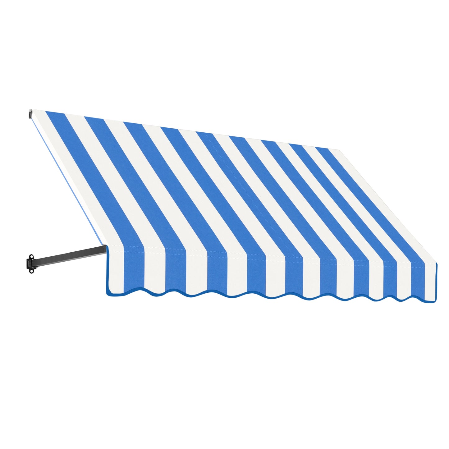 Awntech Dallas Retro 100.5-in Wide x 36-in Projection x 18-in Height Fabric Bright Blue/White Stripe Striped Fixed Window/Door Awning