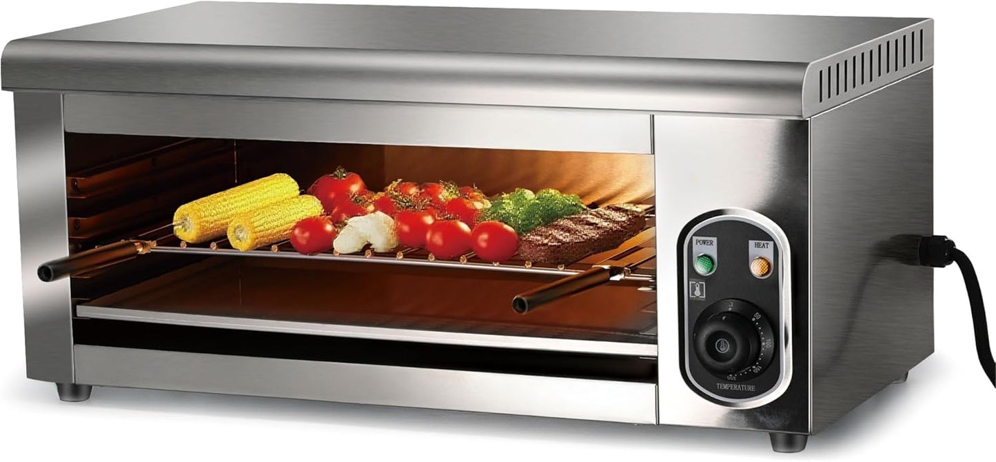 2000W Salamander Broiler, Electric Raclette Grill Cheese Melter, WQV Commercial Wall Mount or Countertop Stainless Steel Toaster Oven 50℃-300℃ for Cheese Steak Meat