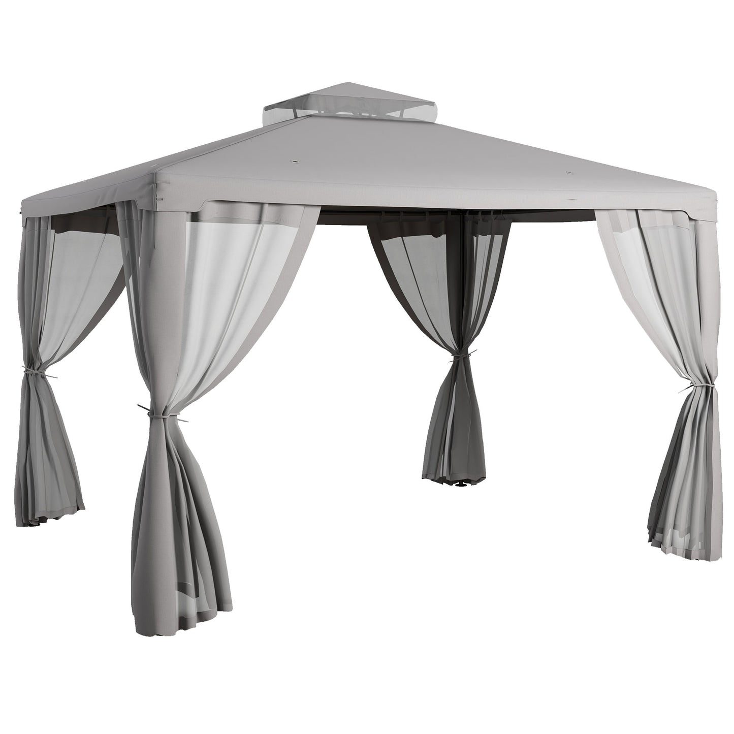 Siavonce 11.5-ft x 9.5-ft Grey Gazebo with Soft Top Roof (Screen Included)