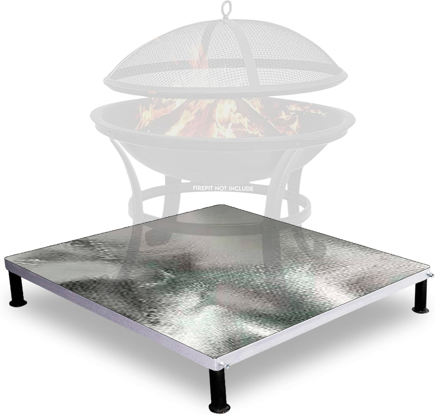 FEBTECH Deck Defender and Grass Guard Fire Pit Heat Shield - 26"x26" Pre-Insulated Steel Heat Shield with Fiberglass Mat for Outdoor Fire Pits-Perfect Protection for Grass,Patio & Wooden Deck Surface