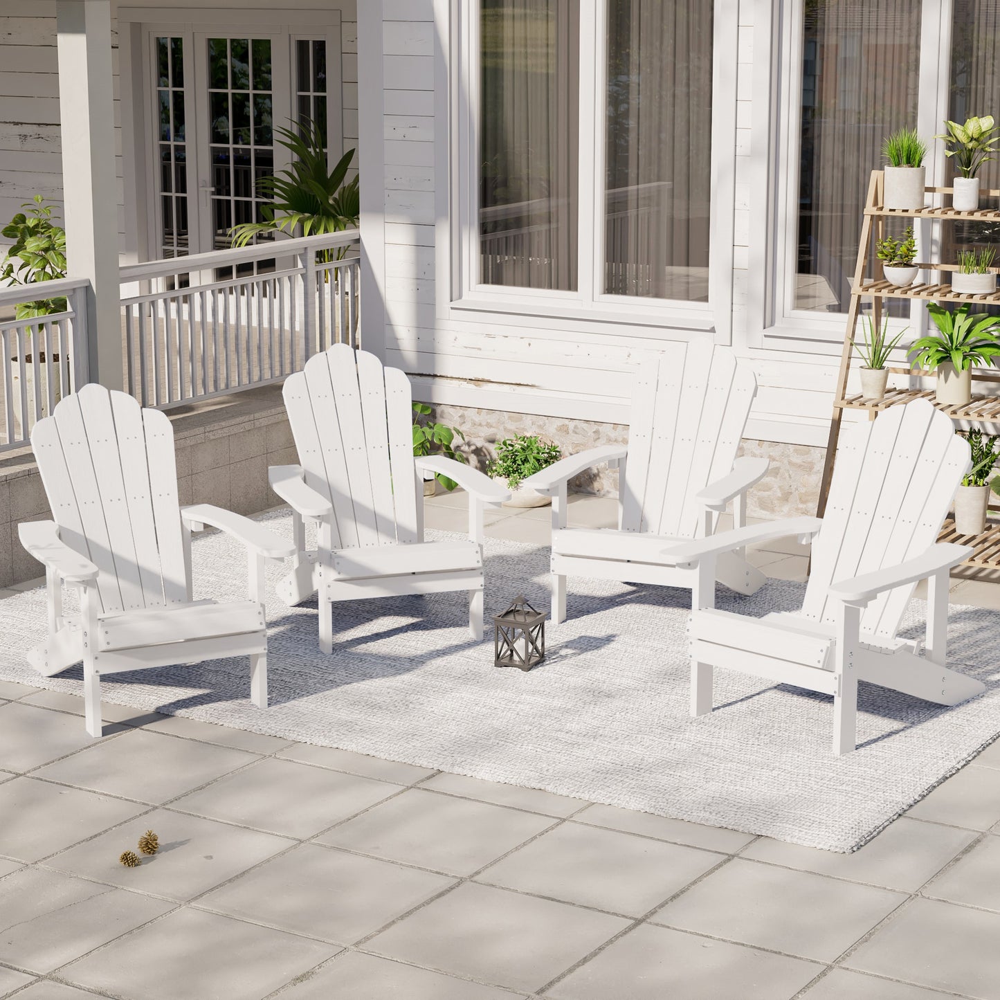 ACEGOSES Adirondack Chair White Stationary Adirondack Chair with Slat Seat