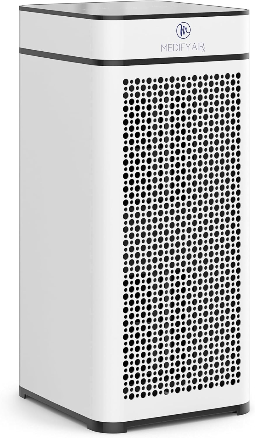 Medify MA-40 UV Light Air Purifier with True HEPA H14 Filter | 1,793 ft² Coverage in 1hr for Wildfires Smoke, Odors, Pollen, Pets | Removal to 0.1 Microns | White, 1-Pack